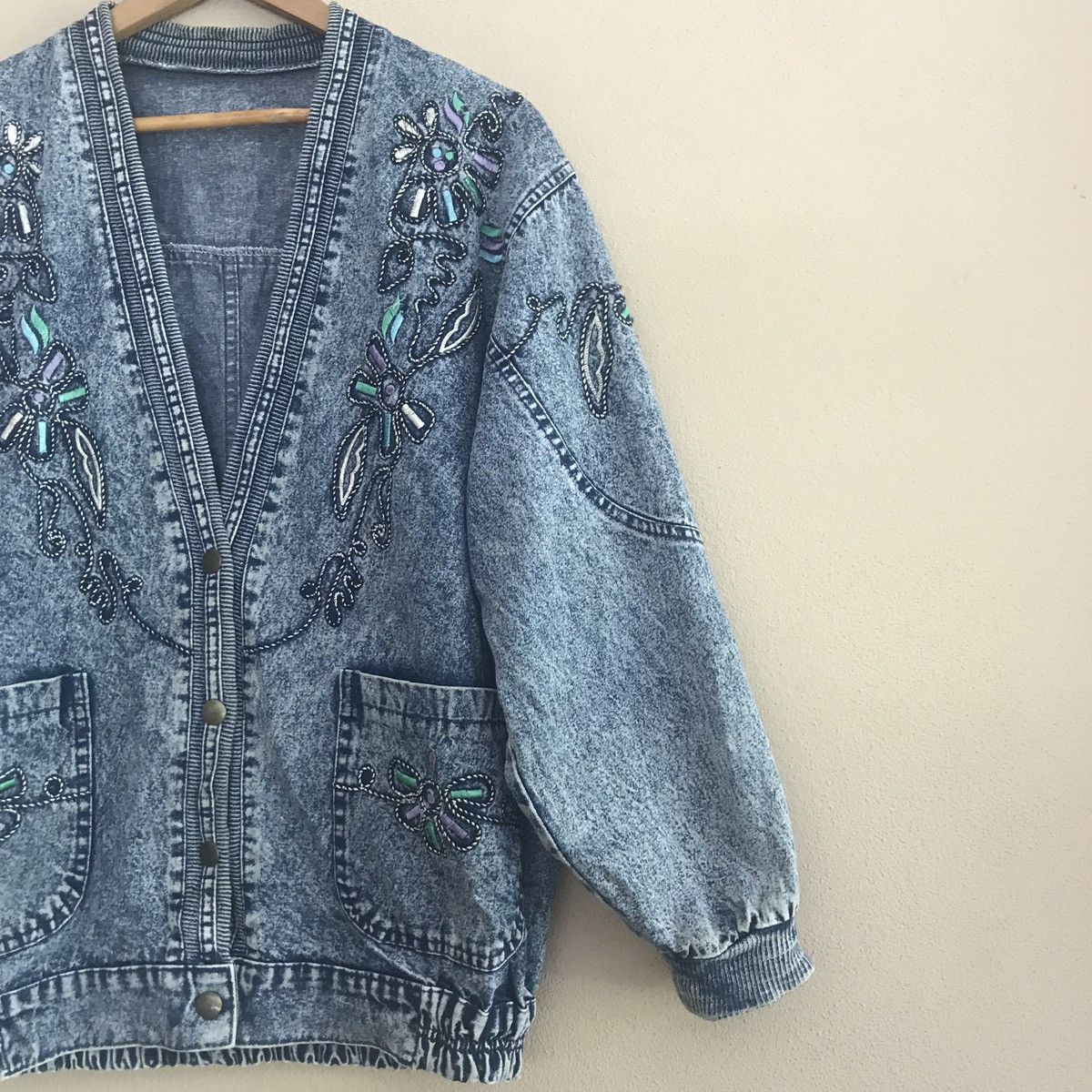Japanese Brand Jeans Bomber/Varsity Jacket Floral Design Size US L / EU 52-54 / 3 - 2 Thumbnail