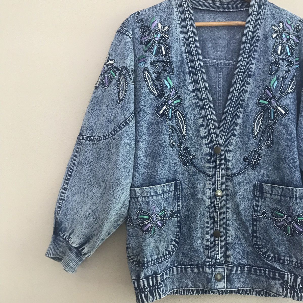 Japanese Brand Jeans Bomber/Varsity Jacket Floral Design Size US L / EU 52-54 / 3 - 3 Thumbnail