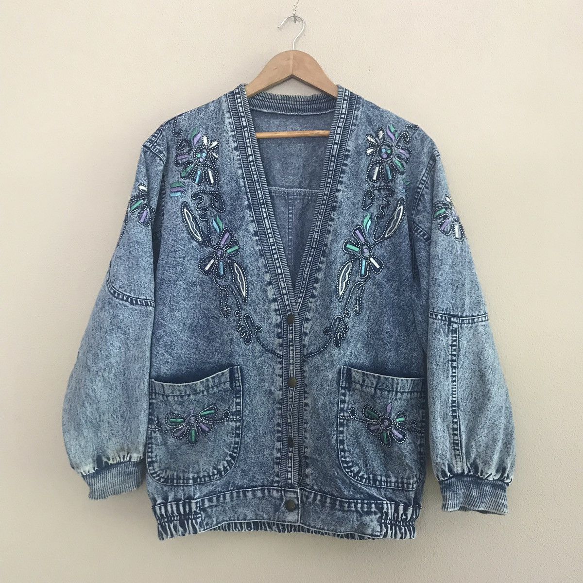 Japanese Brand Jeans Bomber/Varsity Jacket Floral Design Size US L / EU 52-54 / 3 - 7 Thumbnail