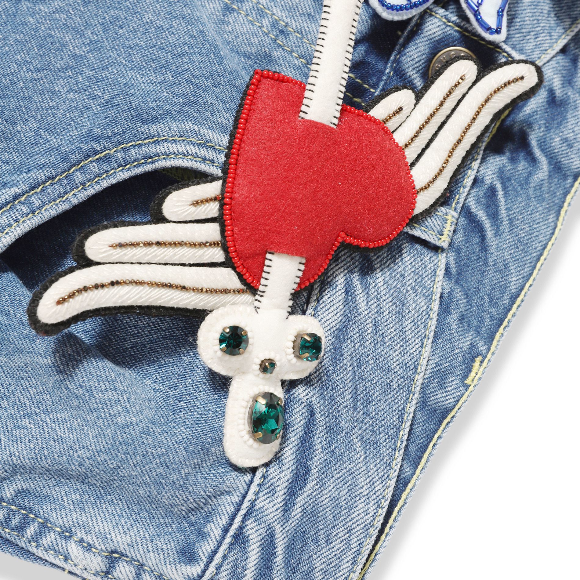 Gucci Pre-FW19 Oversized Applique Pin Denim Size US 31 - 8 Thumbnail