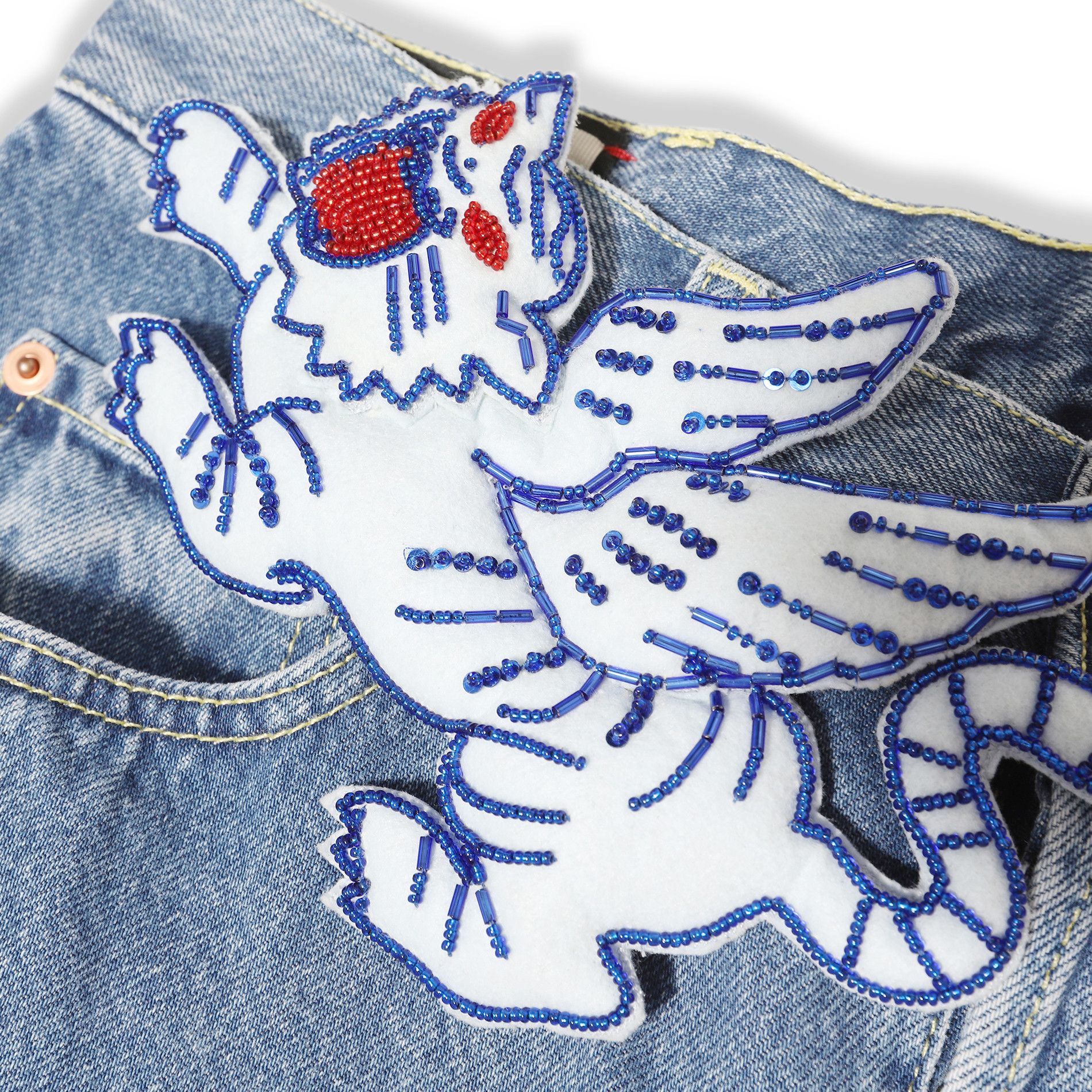 Gucci Pre-FW19 Oversized Applique Pin Denim Size US 31 - 9 Thumbnail