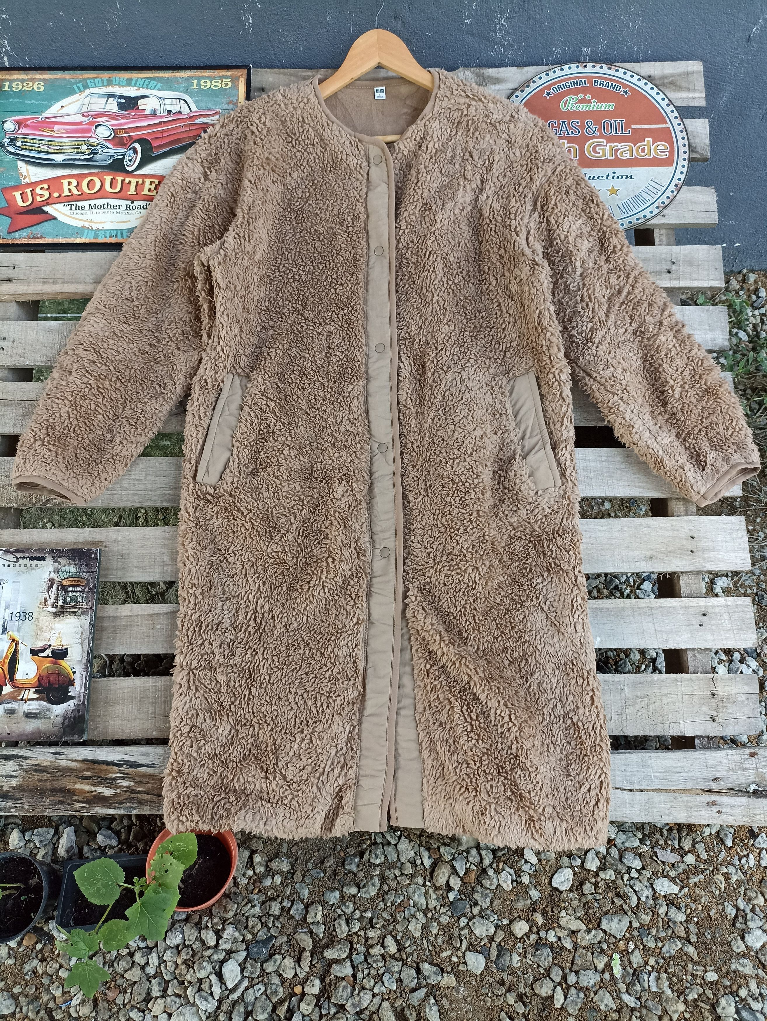Outerwear Uniqlo Fleece Collarless Coat Uniqlo Furry Fleece Long
