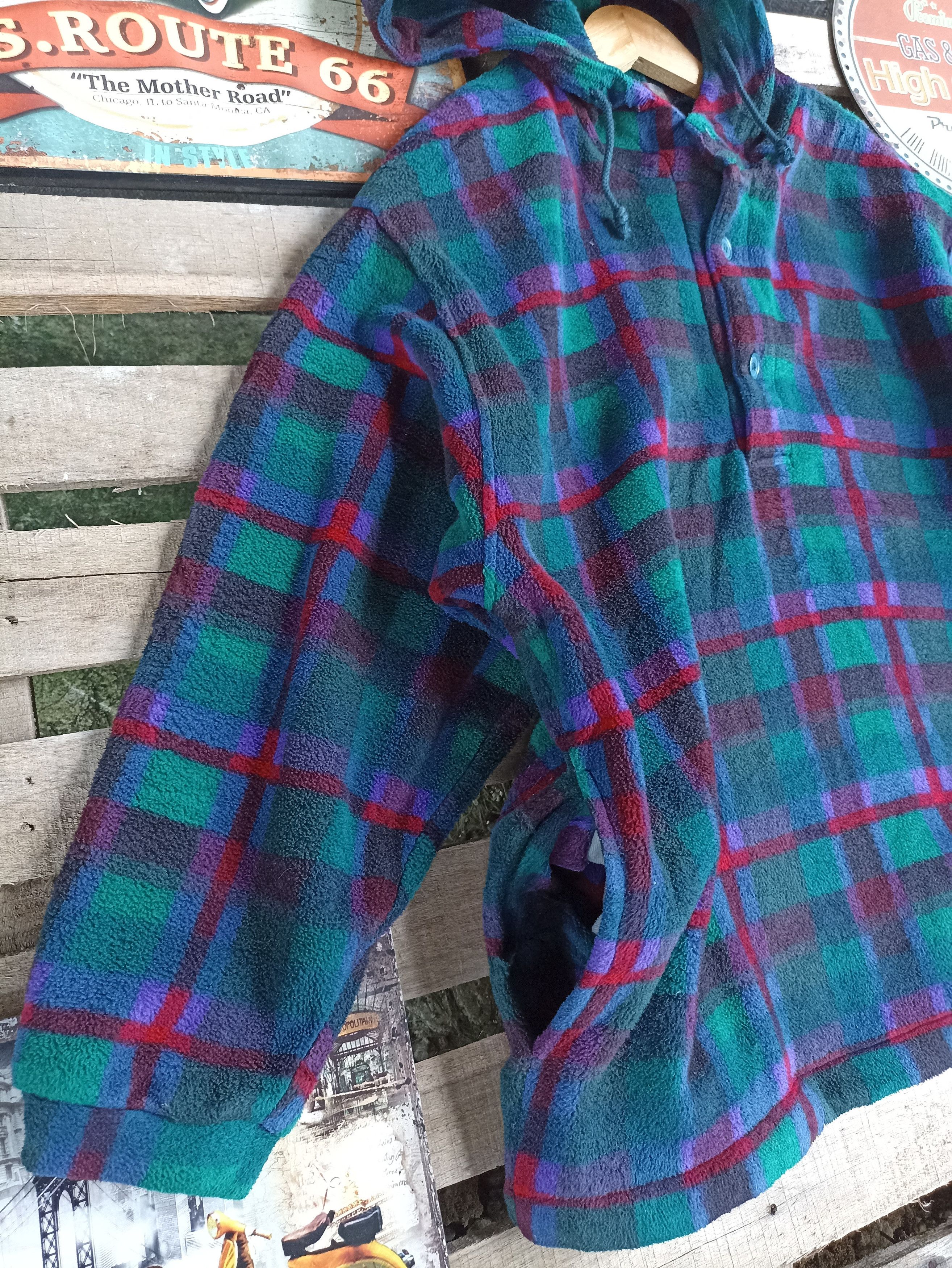 Descente × Japanese Brand × Vintage Vintage Descente Fleece Plaid Tartan Hoodie Size US L / EU 52-54 / 3 - 2 Thumbnail