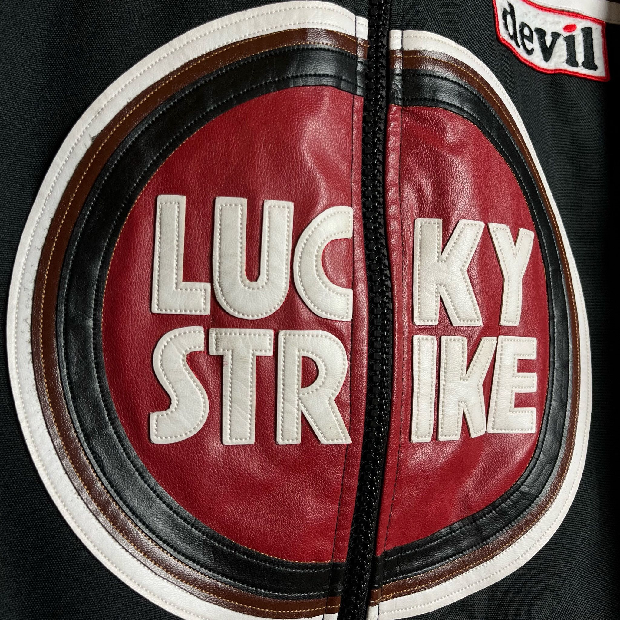 Other × Vintage Lucky strike black red leather racing jacket biker vintage Size US M / EU 48-50 / 2 - 4 Thumbnail
