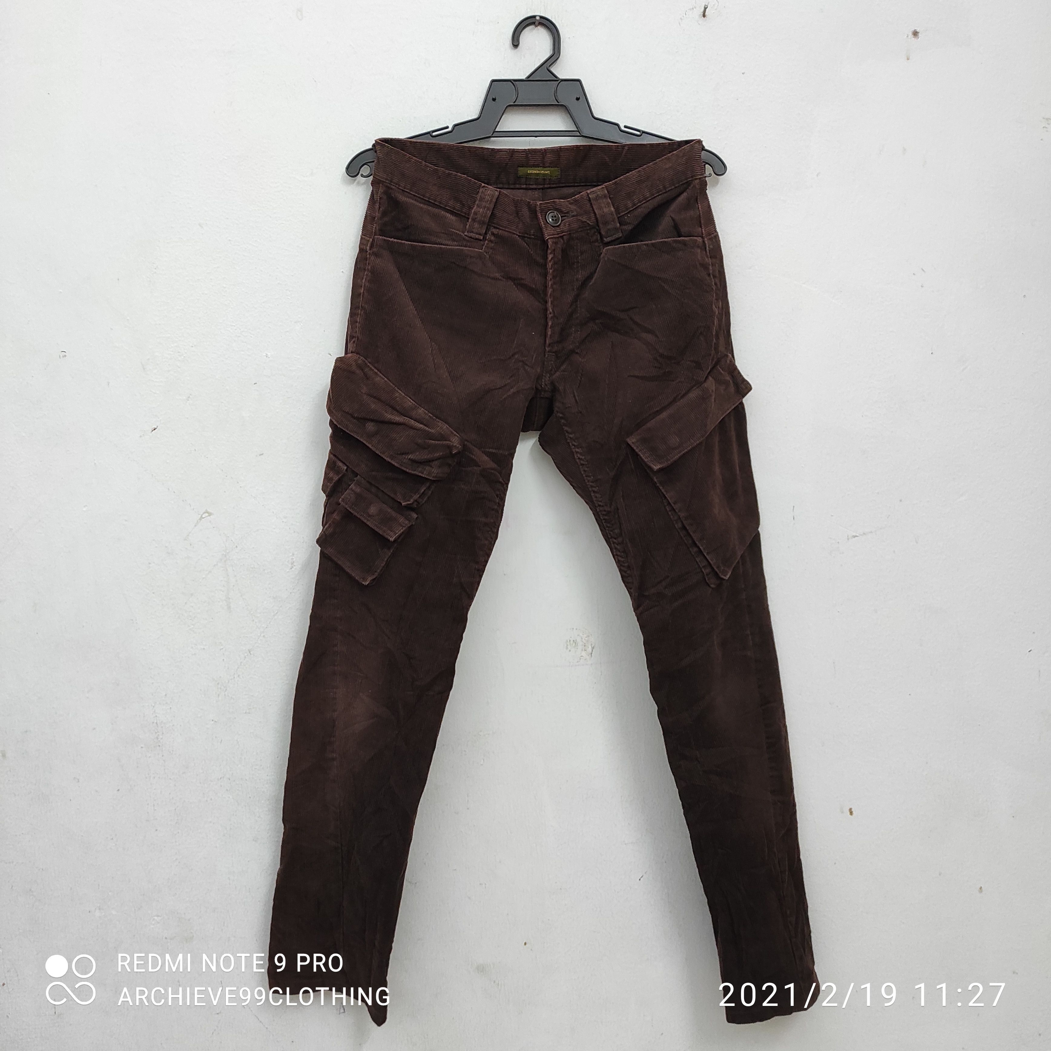 image of Archival Clothing 291295 Homme Multi Pocket Cargo Military Trousers in Oak Brown, Men's (Size 28)