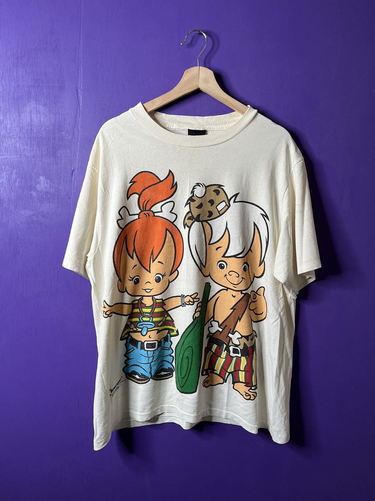 image of Made In USA x Vintage 90's The Flintstones Bam Bam/pebbles T-Shirt in White, Men's (Size XL)