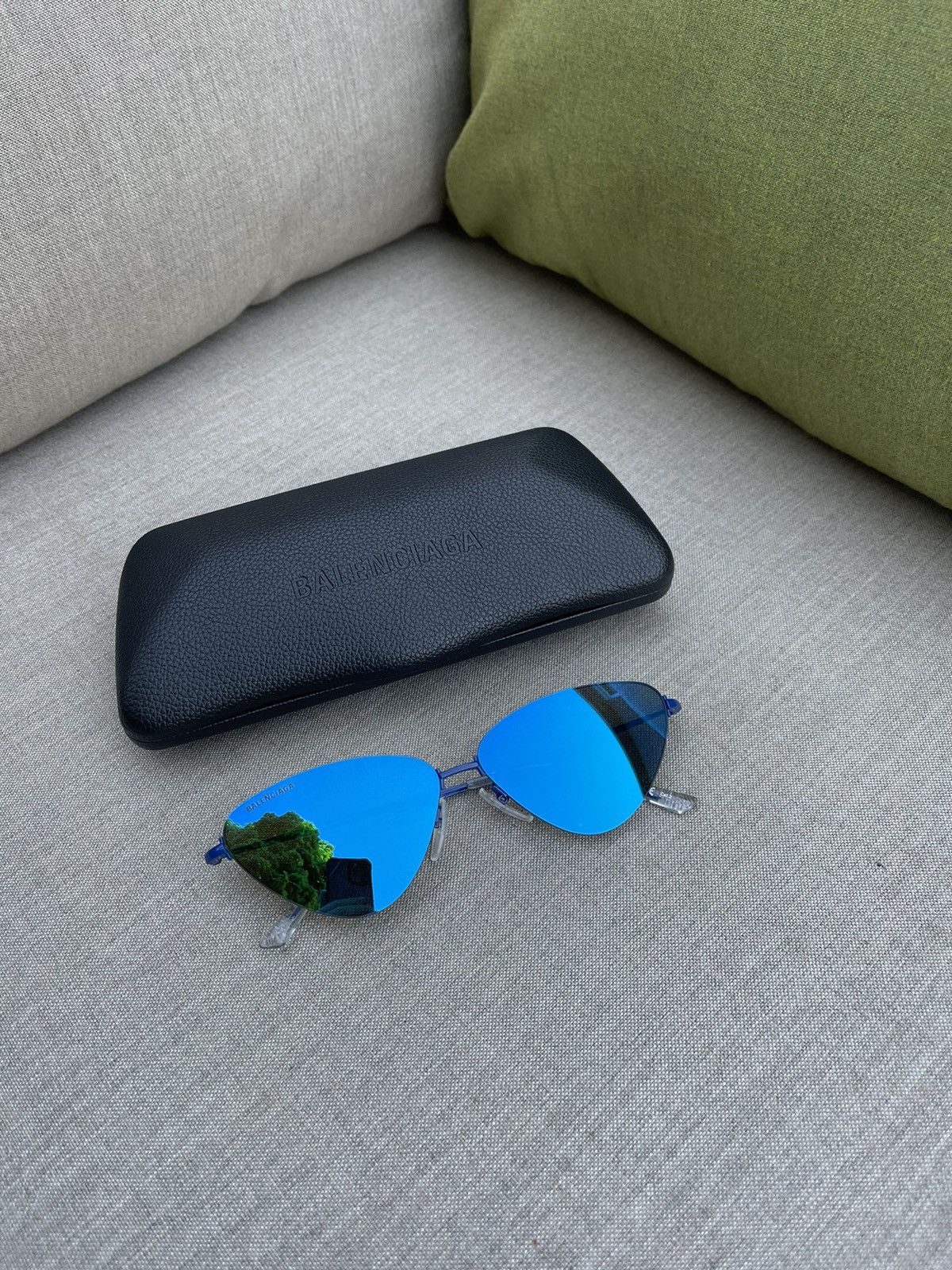 image of Balenciaga Cateye Sunglasses in Blue, Men's