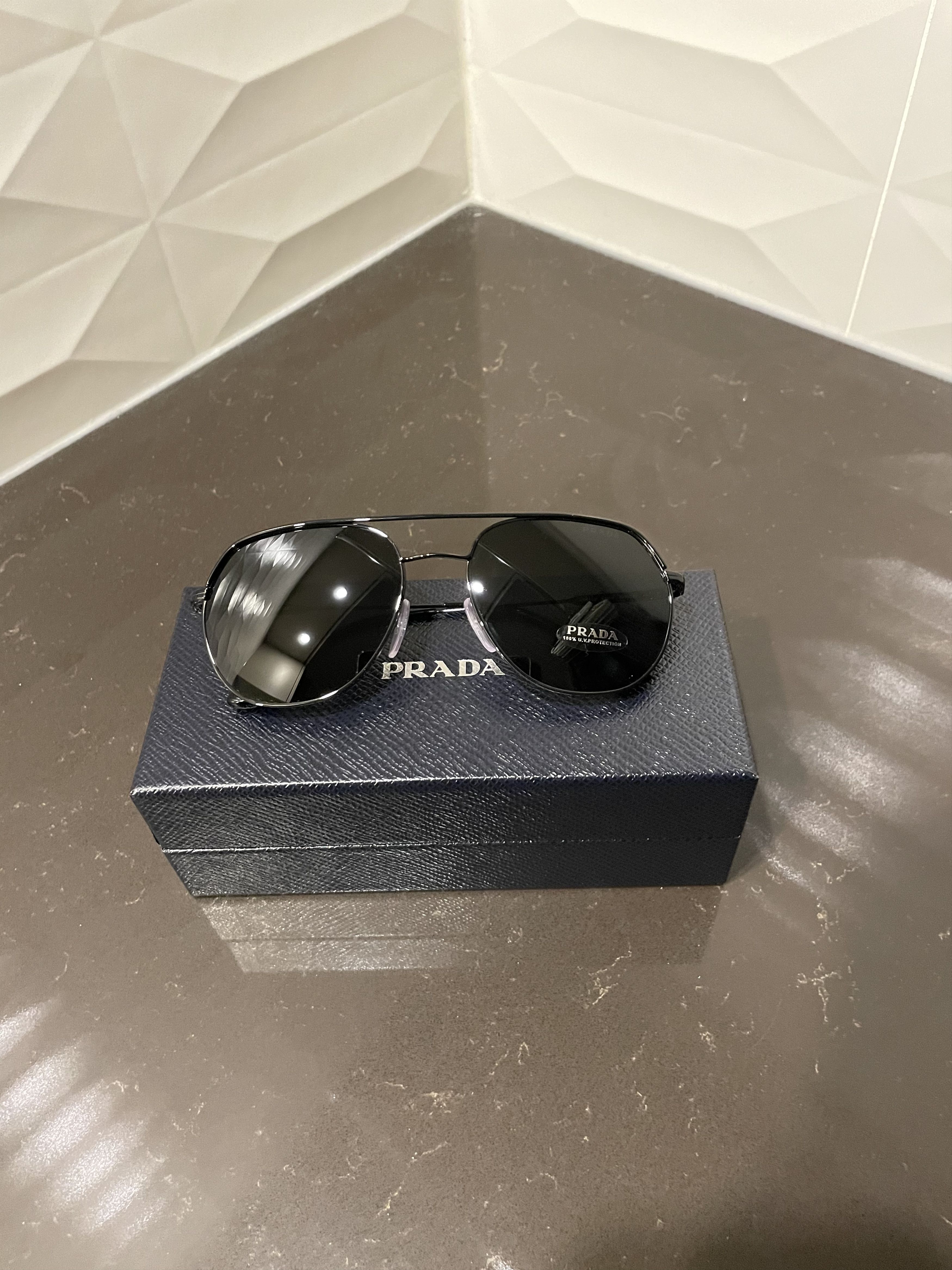 image of Prada Sunglasses - Aviator in Black, Men's