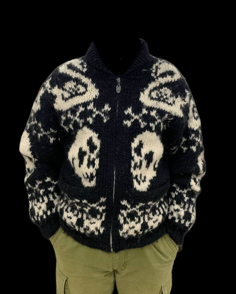 image of willpips Skull X Snake X Crossbone Knit Mohair Jakcet in Black/White, Men's (Size Medium)