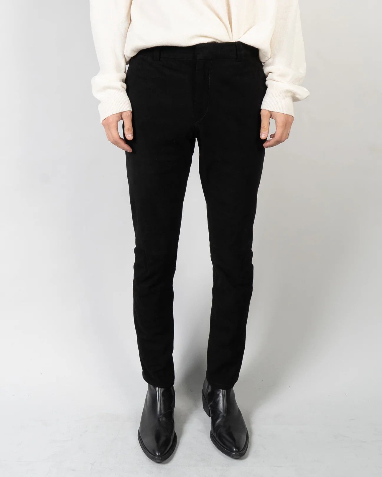 image of Haider Ackermann Ss18 Black Suede Trousers, Men's (Size 32)