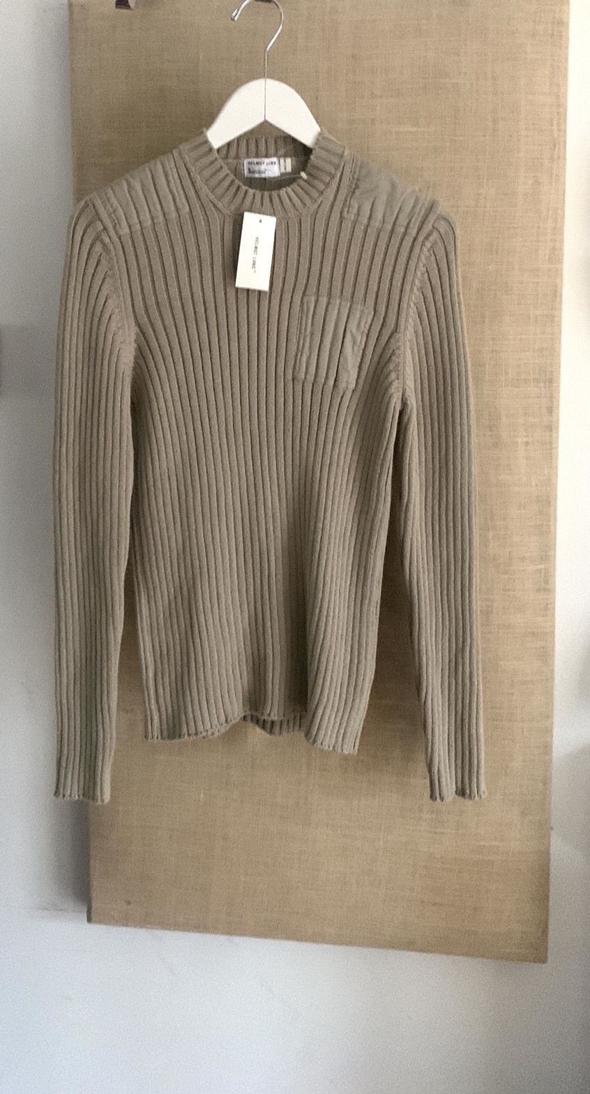 image of Helmut Lang NWT 1998 Archive Khaki Military Sweater, Men's (Size Small)