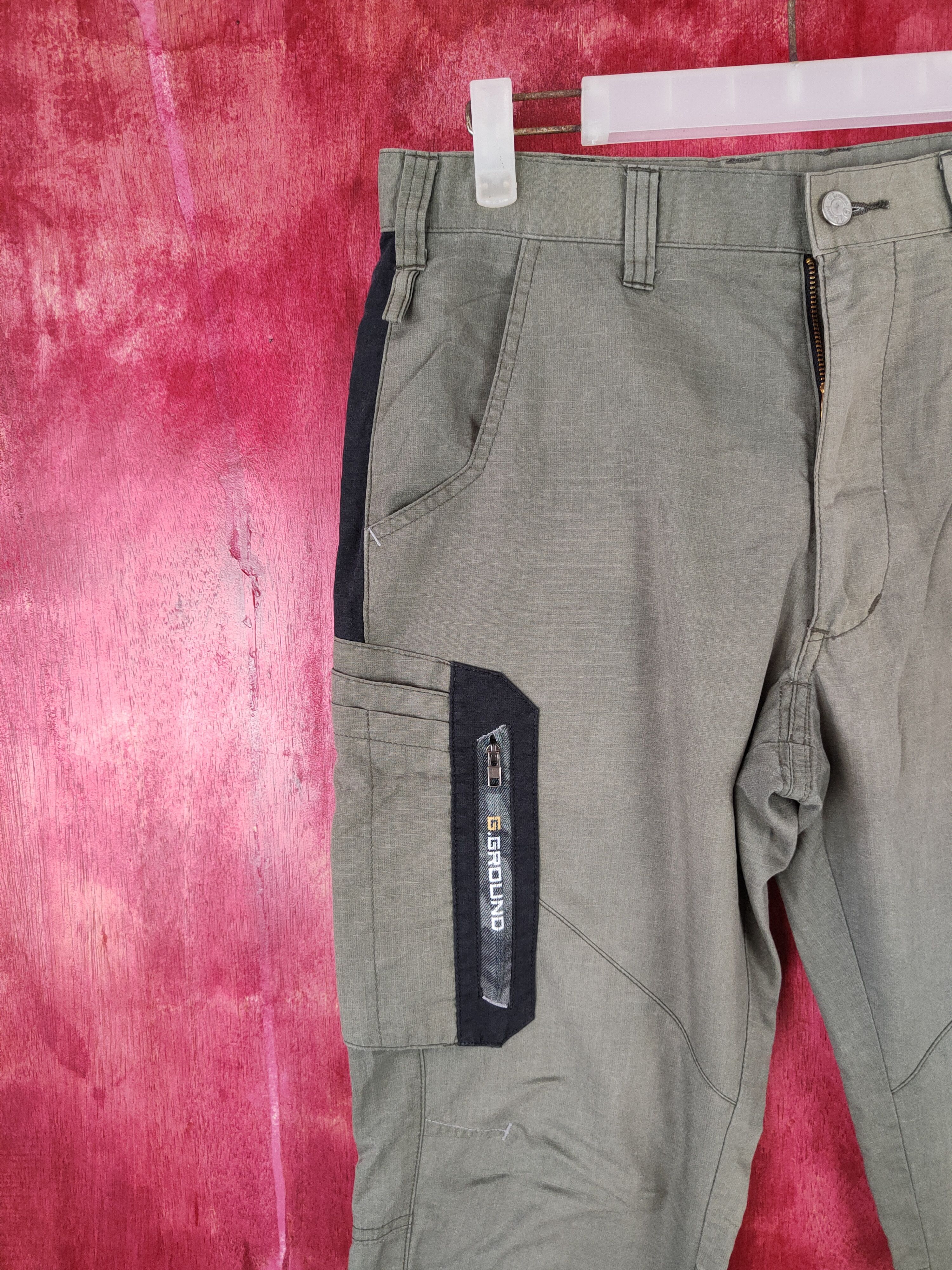 Japanese Brand × Vintage G.Ground Faded Dark Green thin Multi Pocket Pants #S557 Size US 31 - 4 Thumbnail