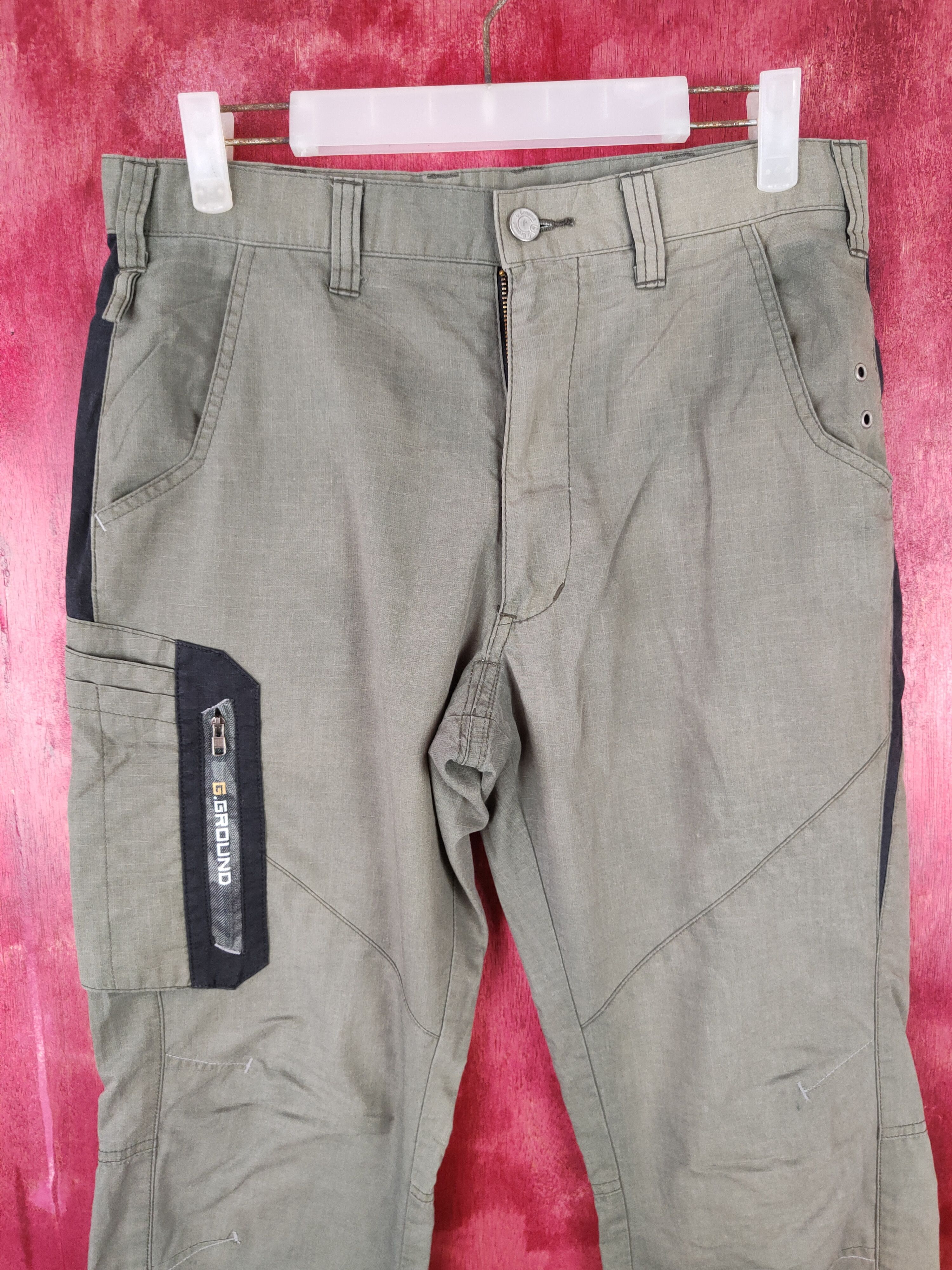 Japanese Brand × Vintage G.Ground Faded Dark Green thin Multi Pocket Pants #S557 Size US 31 - 2 Thumbnail