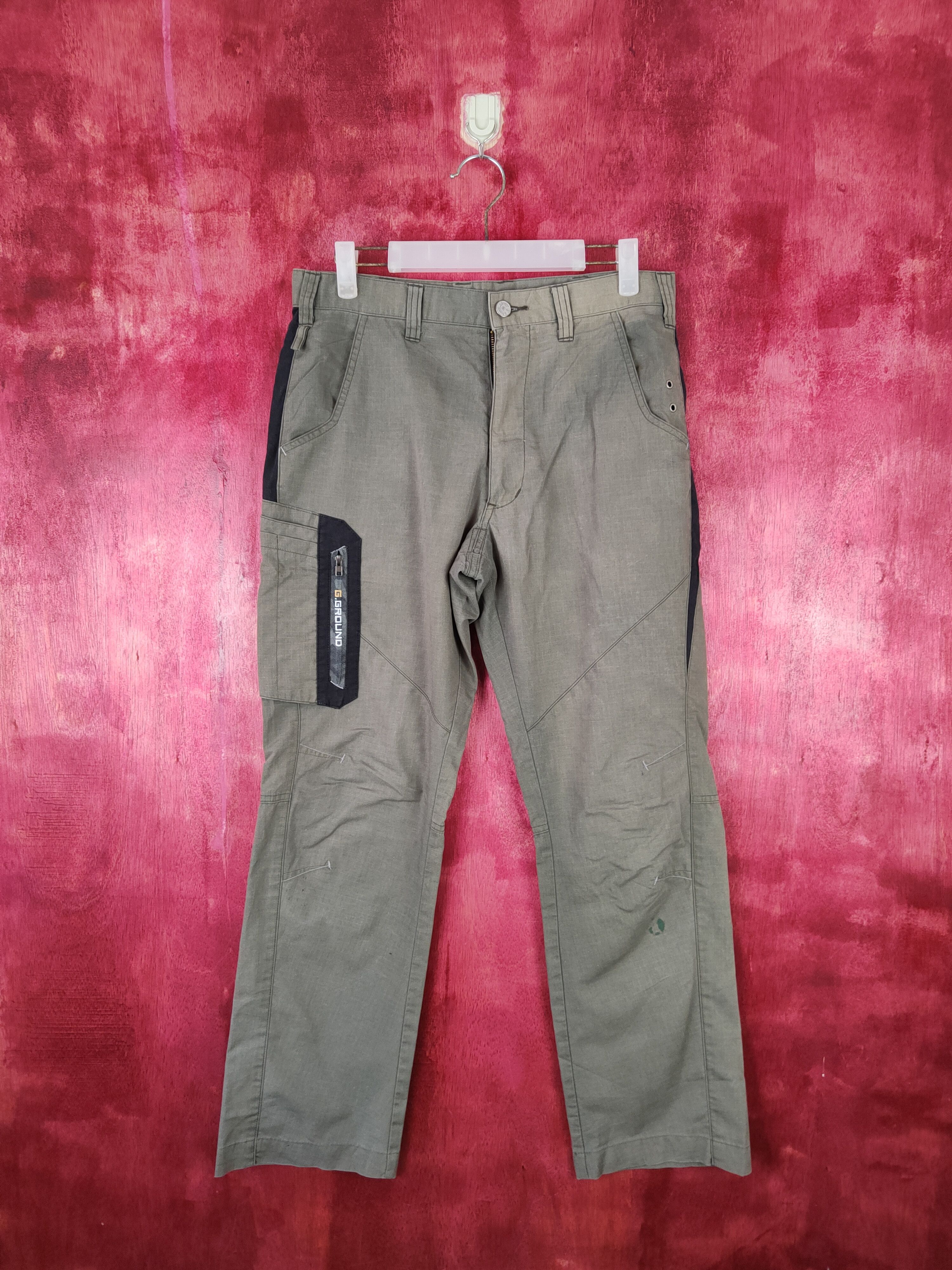 Japanese Brand × Vintage G.Ground Faded Dark Green thin Multi Pocket Pants #S557 Size US 31 - 1 Thumbnail