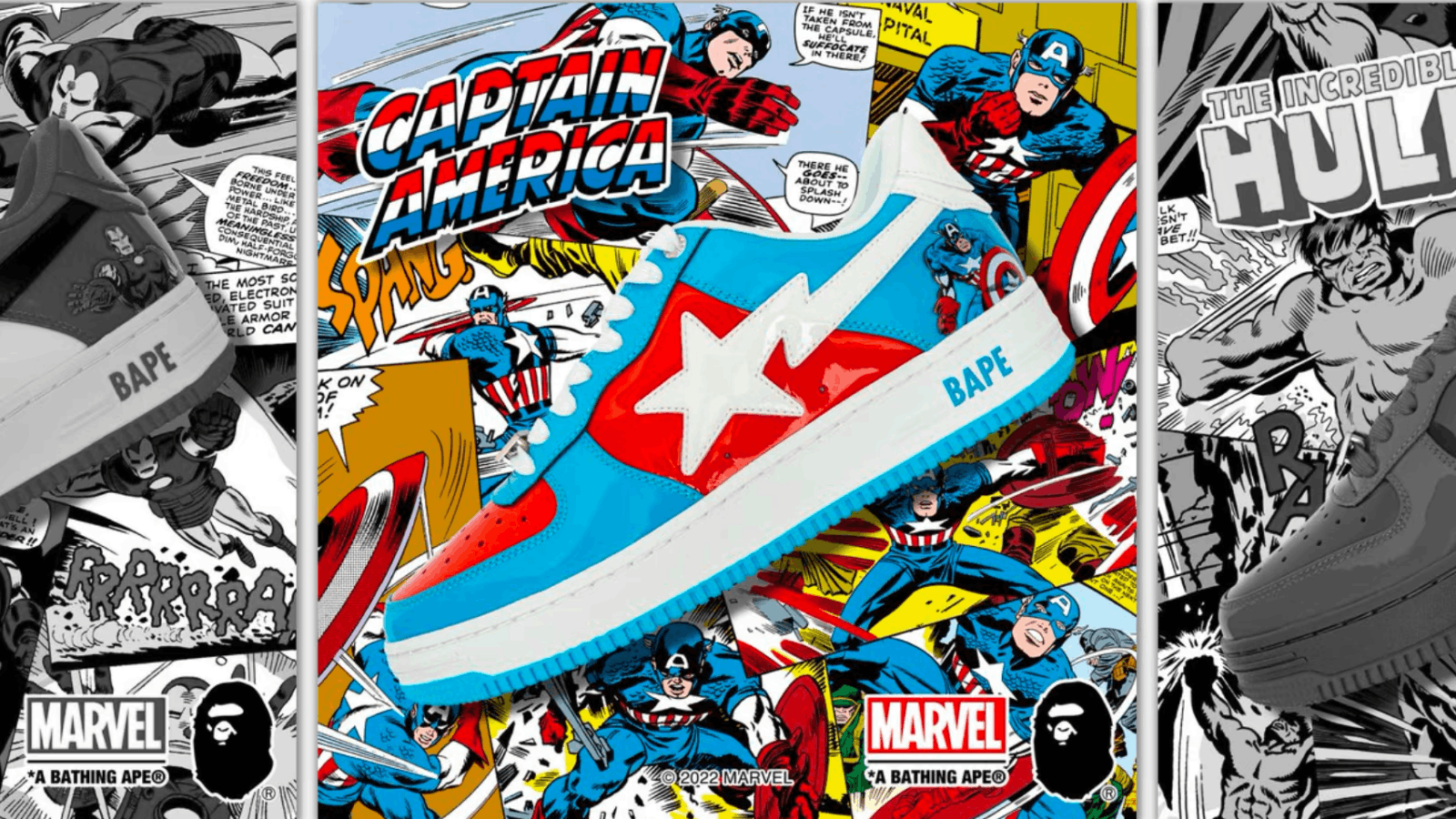 Pre-owned Bape A Bathing Ape  Sta Marvel Comics Captain America (2022) Shoes In Multicolor