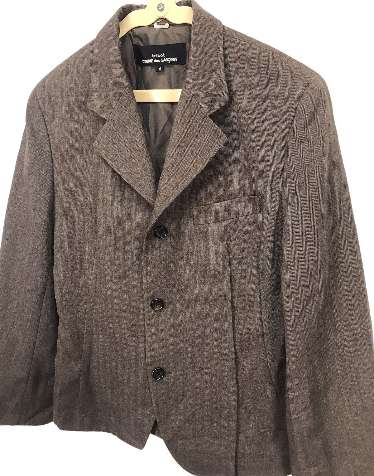 image of Comme Des Garcons Best Offer Tricot Comme Des Garçons Wool Button Jacket in Brown (Size Small)