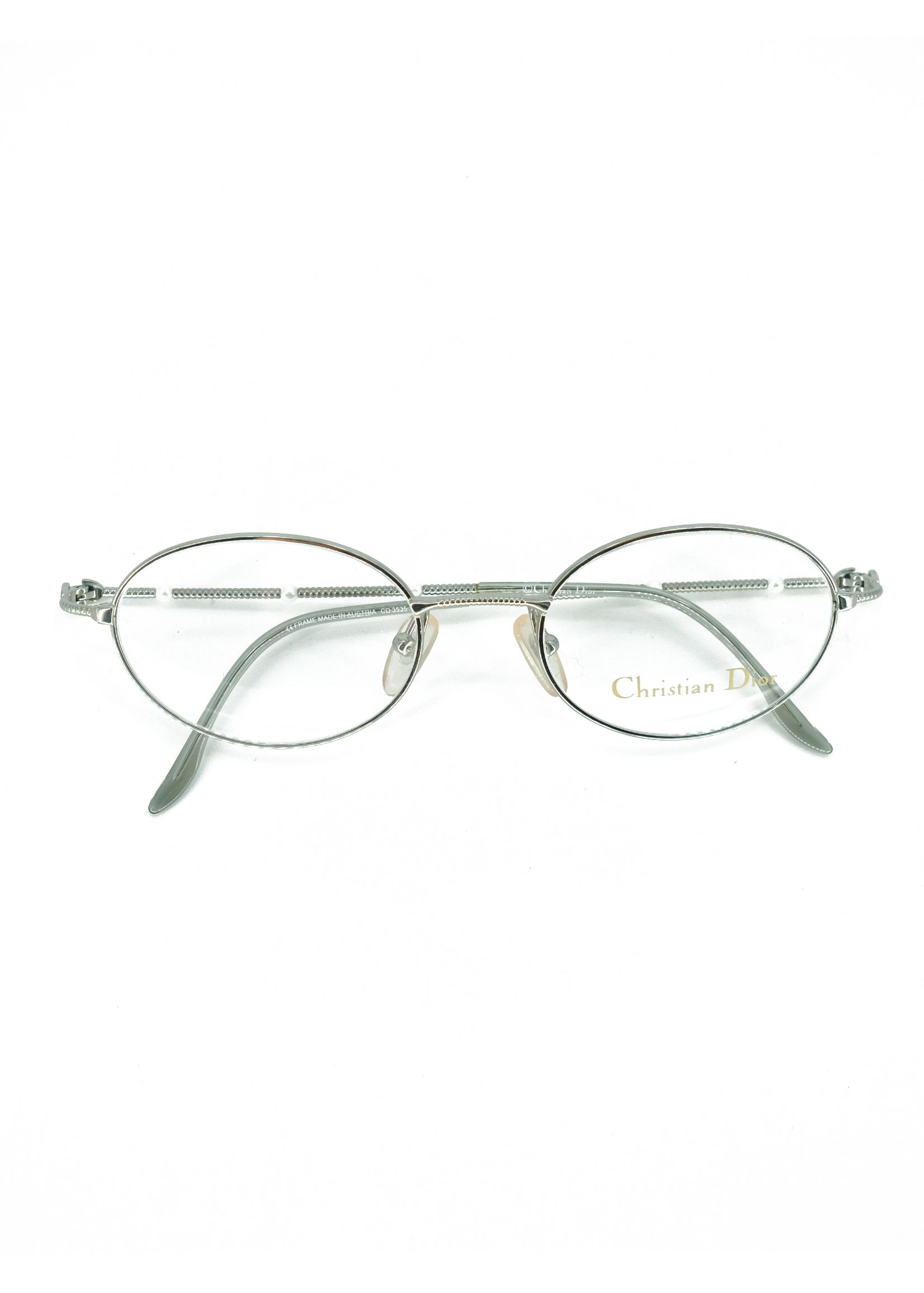 Pre-owned Archival Clothing X Dior 90's New Christian Dior Cd 3527 Pearls Frame Glasses In Silver