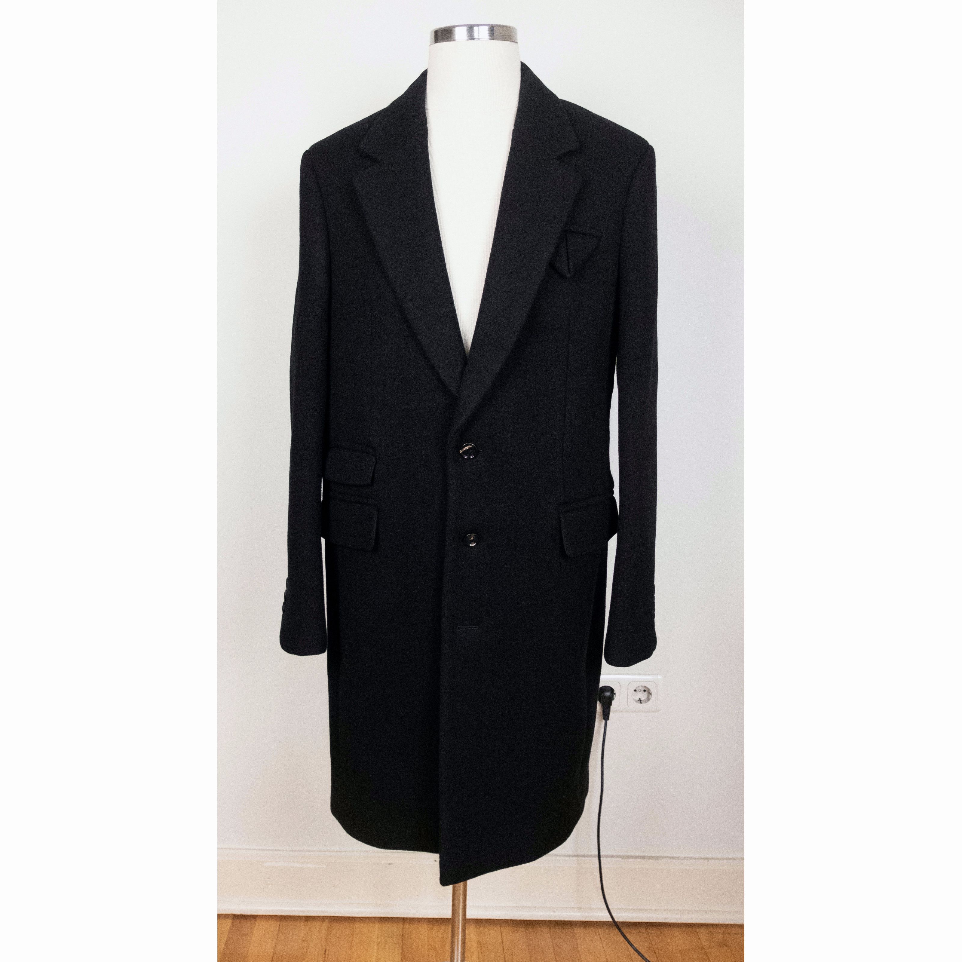 image of $5400 Bottega Veneta Black Thick Cashmere Coat Nero 40 50, Men's (Size Medium)
