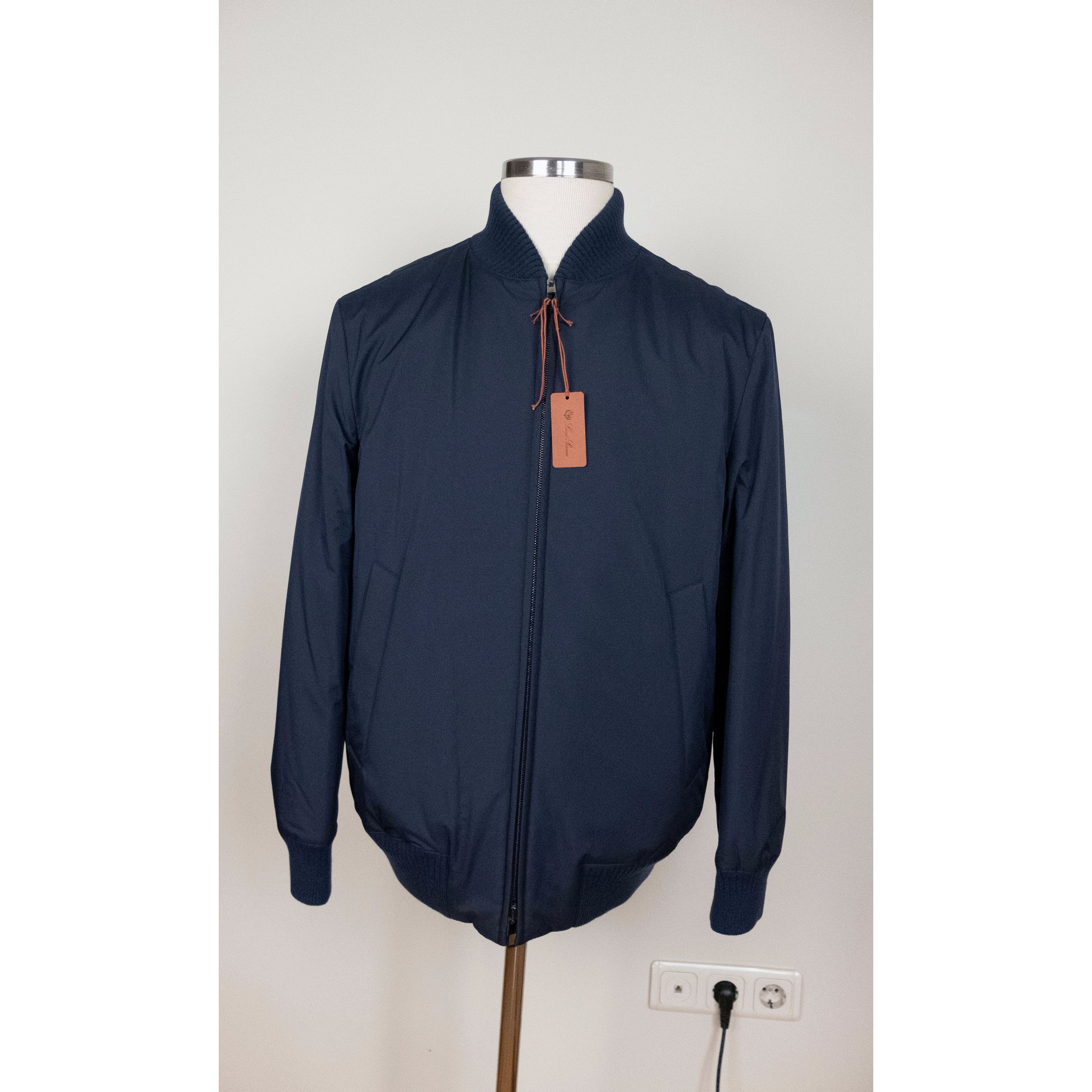 image of Loro Piana Granton Blue Reversible Cashmere Bomber Jacket, Men's (Size Medium)
