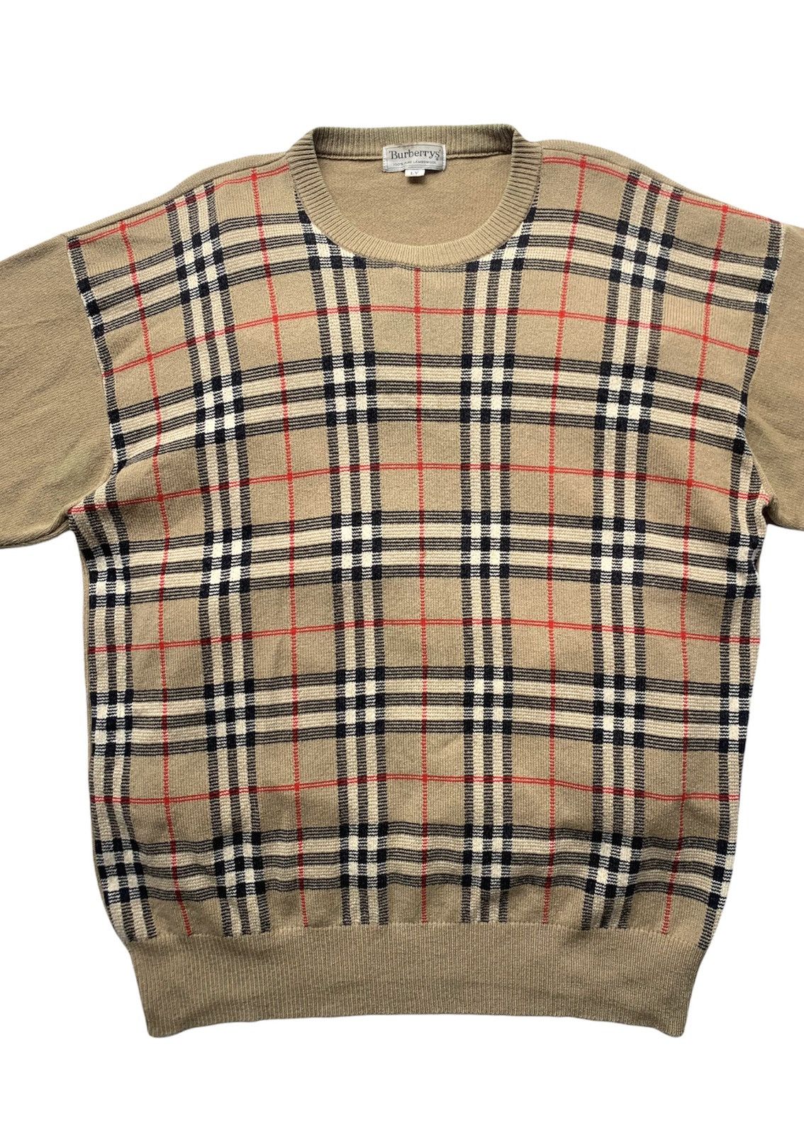 Burberry BURBERRY'S NOVACHECK CREWNECK SWEATER 100% LAMBSWOOL Size US L / EU 52-54 / 3 - 8 Thumbnail