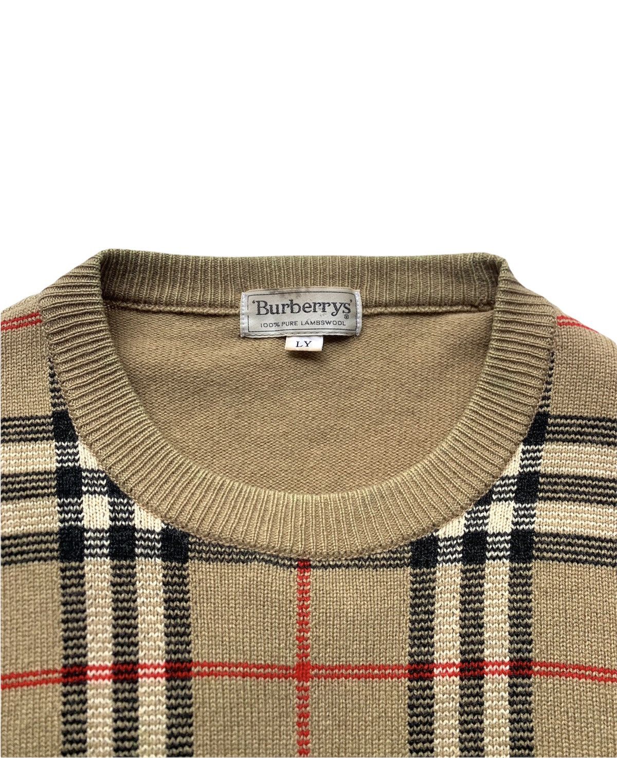 Burberry BURBERRY'S NOVACHECK CREWNECK SWEATER 100% LAMBSWOOL Size US L / EU 52-54 / 3 - 3 Thumbnail