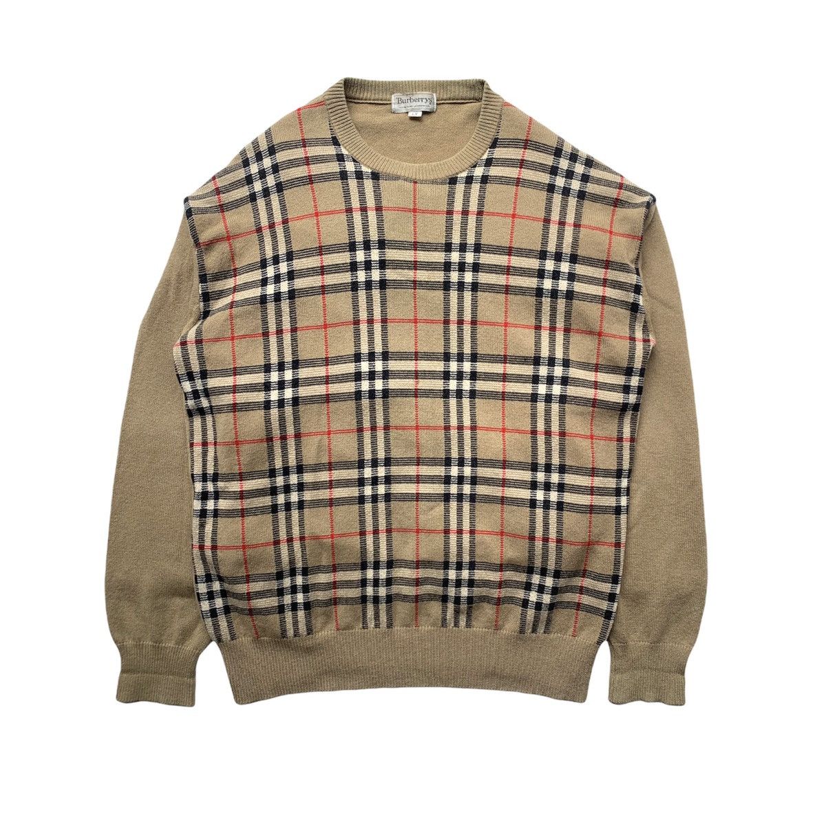 Burberry BURBERRY'S NOVACHECK CREWNECK SWEATER 100% LAMBSWOOL Size US L / EU 52-54 / 3 - 1 Thumbnail