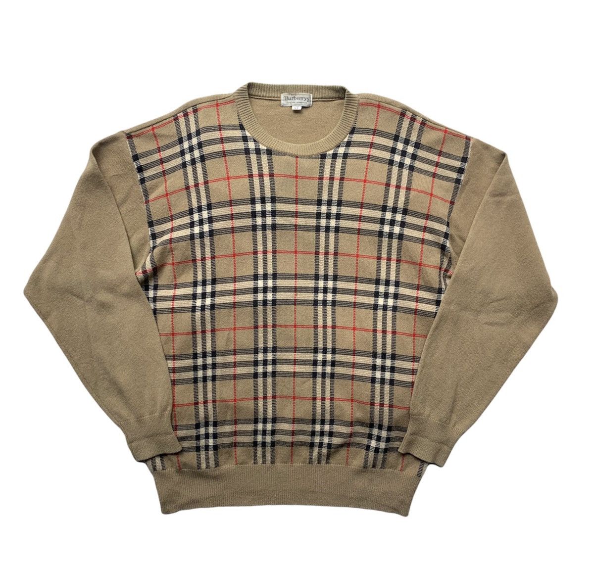 Burberry BURBERRY'S NOVACHECK CREWNECK SWEATER 100% LAMBSWOOL Size US L / EU 52-54 / 3 - 6 Thumbnail