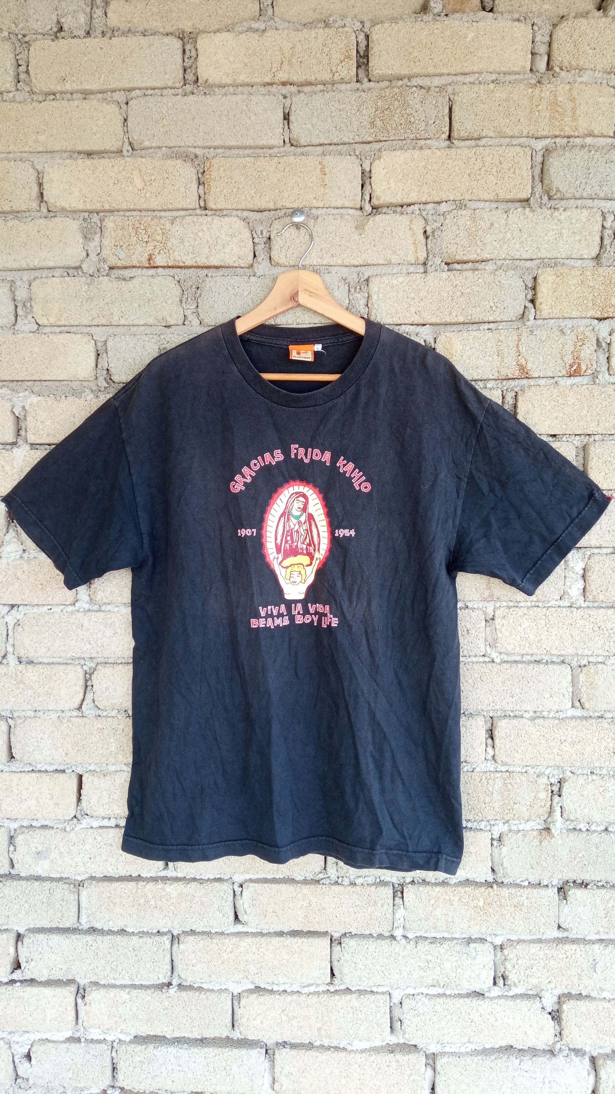 image of Beams Plus x Vintage Viva La Vida Beams Boy Life T-Shirt in Black, Men's (Size Medium)