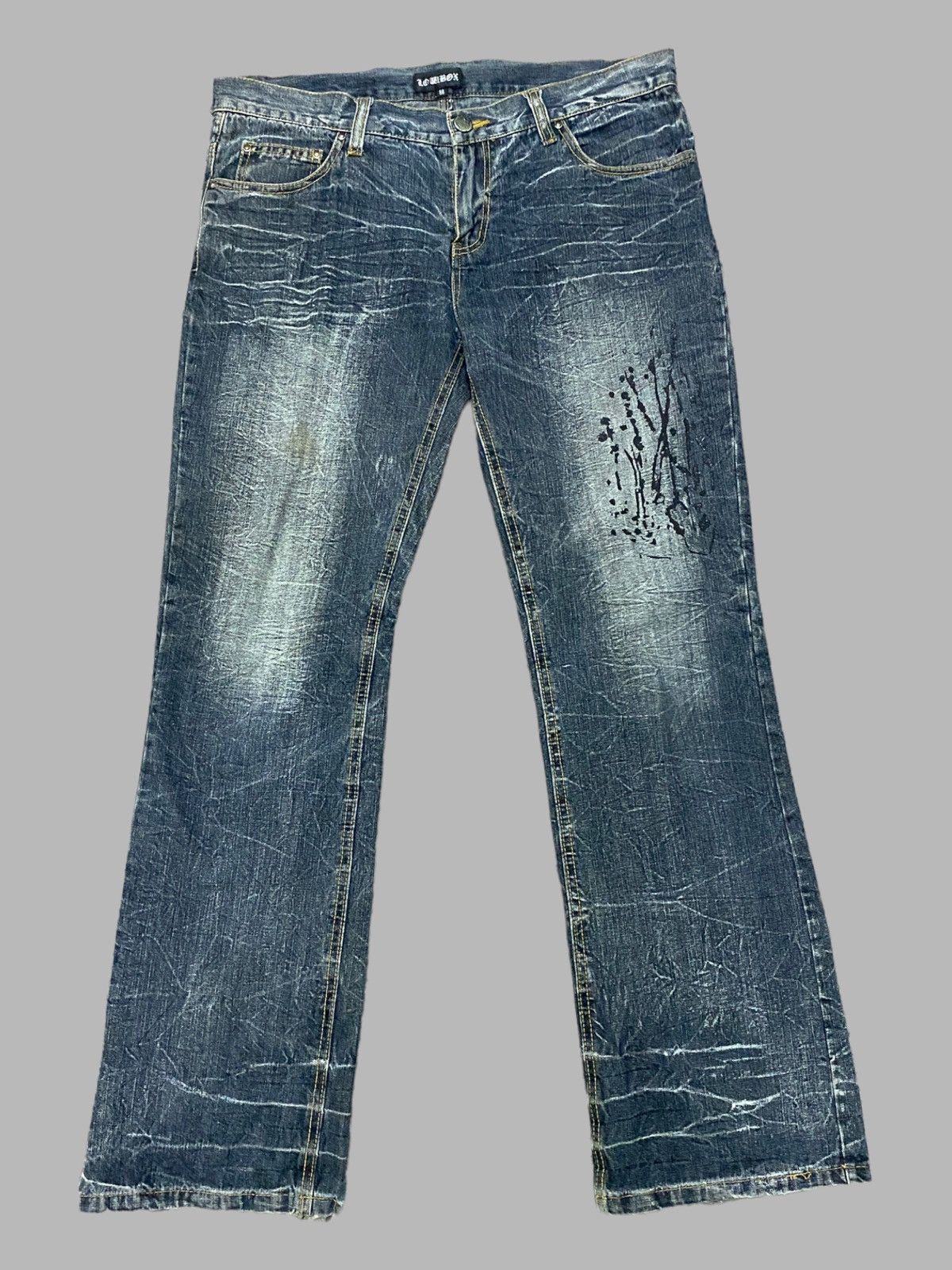 image of Vintage Lowbox Premium Distressed Glitter Splashed Flared in Grey, Men's (Size 33)