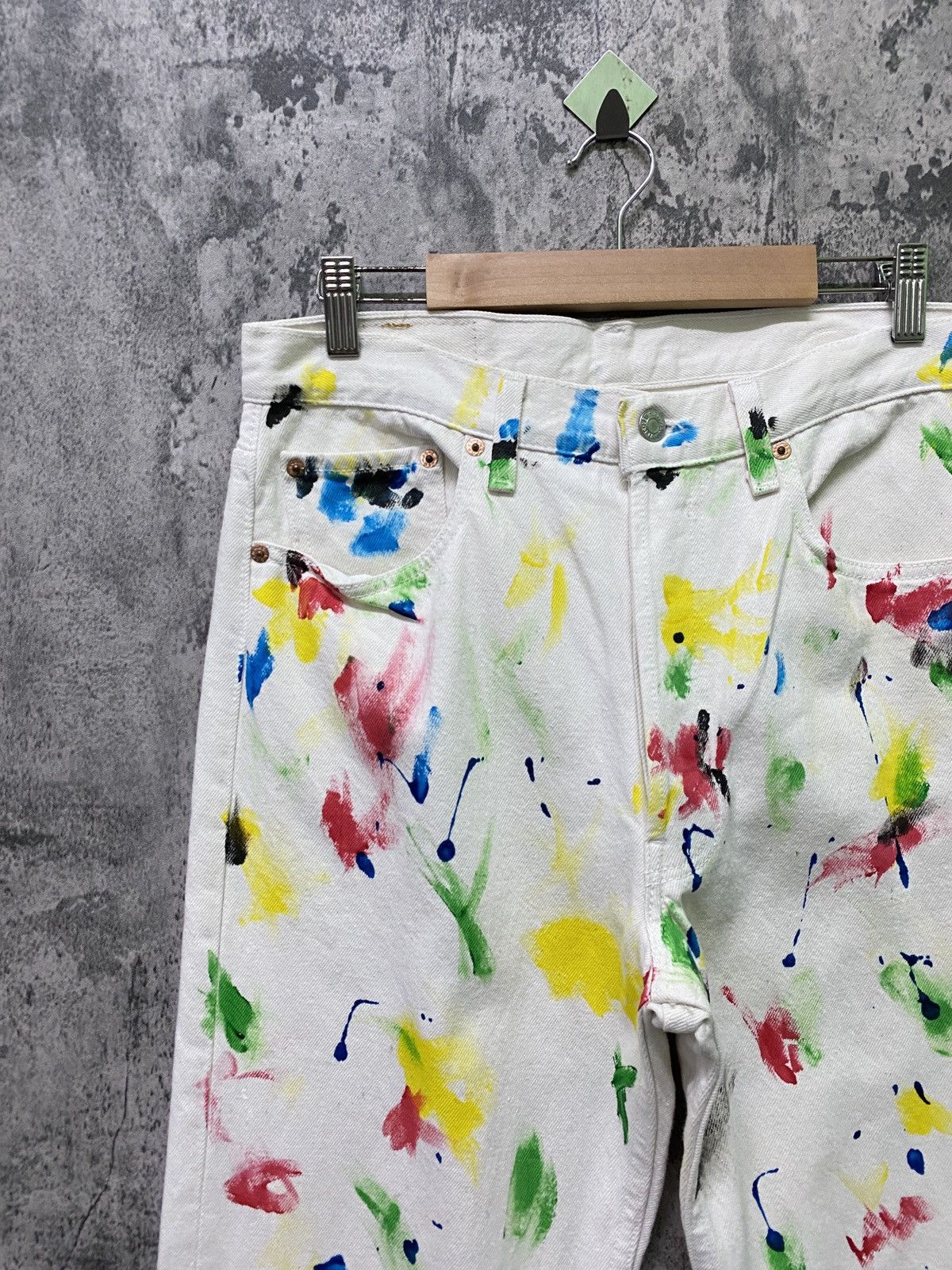 Levi's × Levi's Vintage Clothing × Vintage Vintage 1993 LEVI'S 501 White Custom Paint Splash Denim Size US 30 / EU 46 - 4 Thumbnail