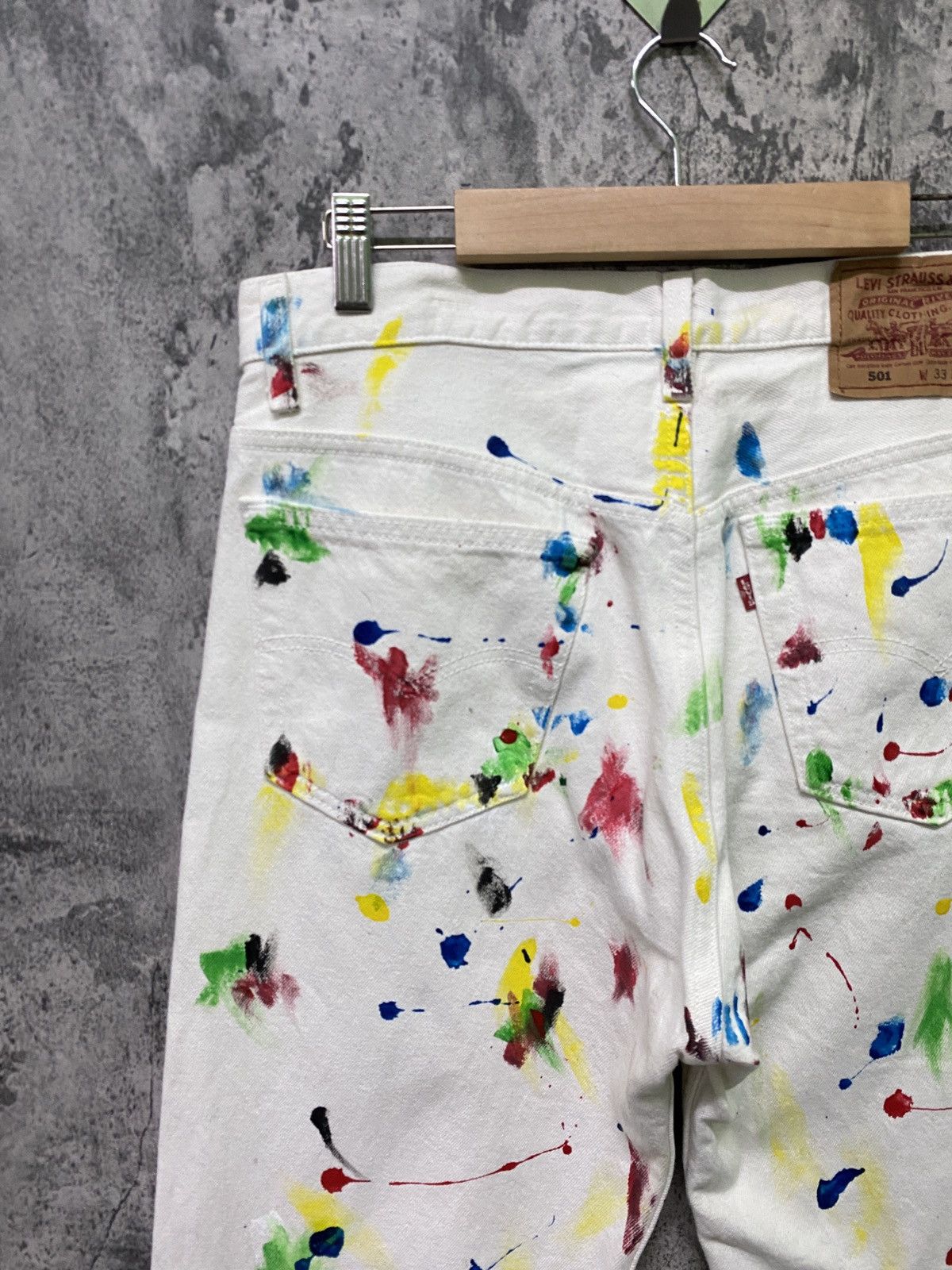 Levi's × Levi's Vintage Clothing × Vintage Vintage 1993 LEVI'S 501 White Custom Paint Splash Denim Size US 30 / EU 46 - 11 Thumbnail