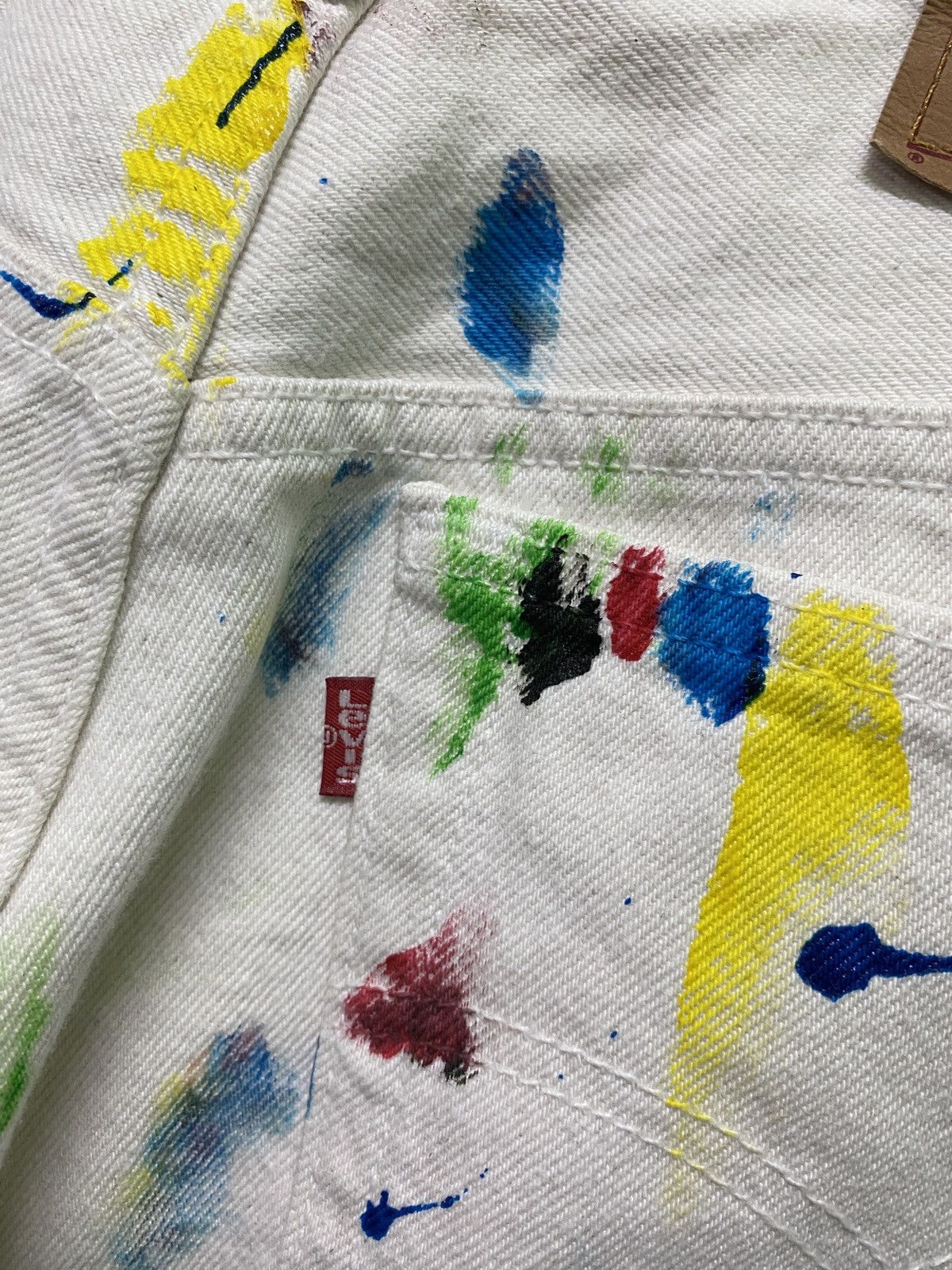 Levi's × Levi's Vintage Clothing × Vintage Vintage 1993 LEVI'S 501 White Custom Paint Splash Denim Size US 30 / EU 46 - 17 Thumbnail