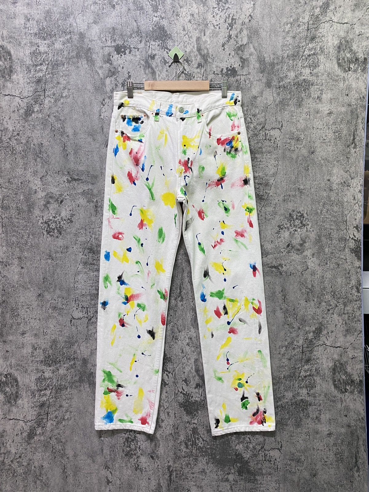 Levi's × Levi's Vintage Clothing × Vintage Vintage 1993 LEVI'S 501 White Custom Paint Splash Denim Size US 30 / EU 46 - 1 Thumbnail