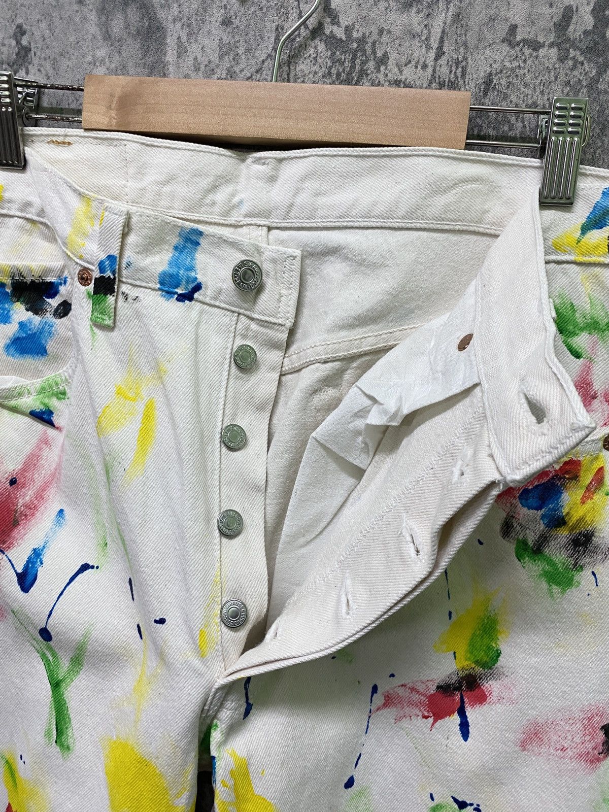 Levi's × Levi's Vintage Clothing × Vintage Vintage 1993 LEVI'S 501 White Custom Paint Splash Denim Size US 30 / EU 46 - 18 Thumbnail
