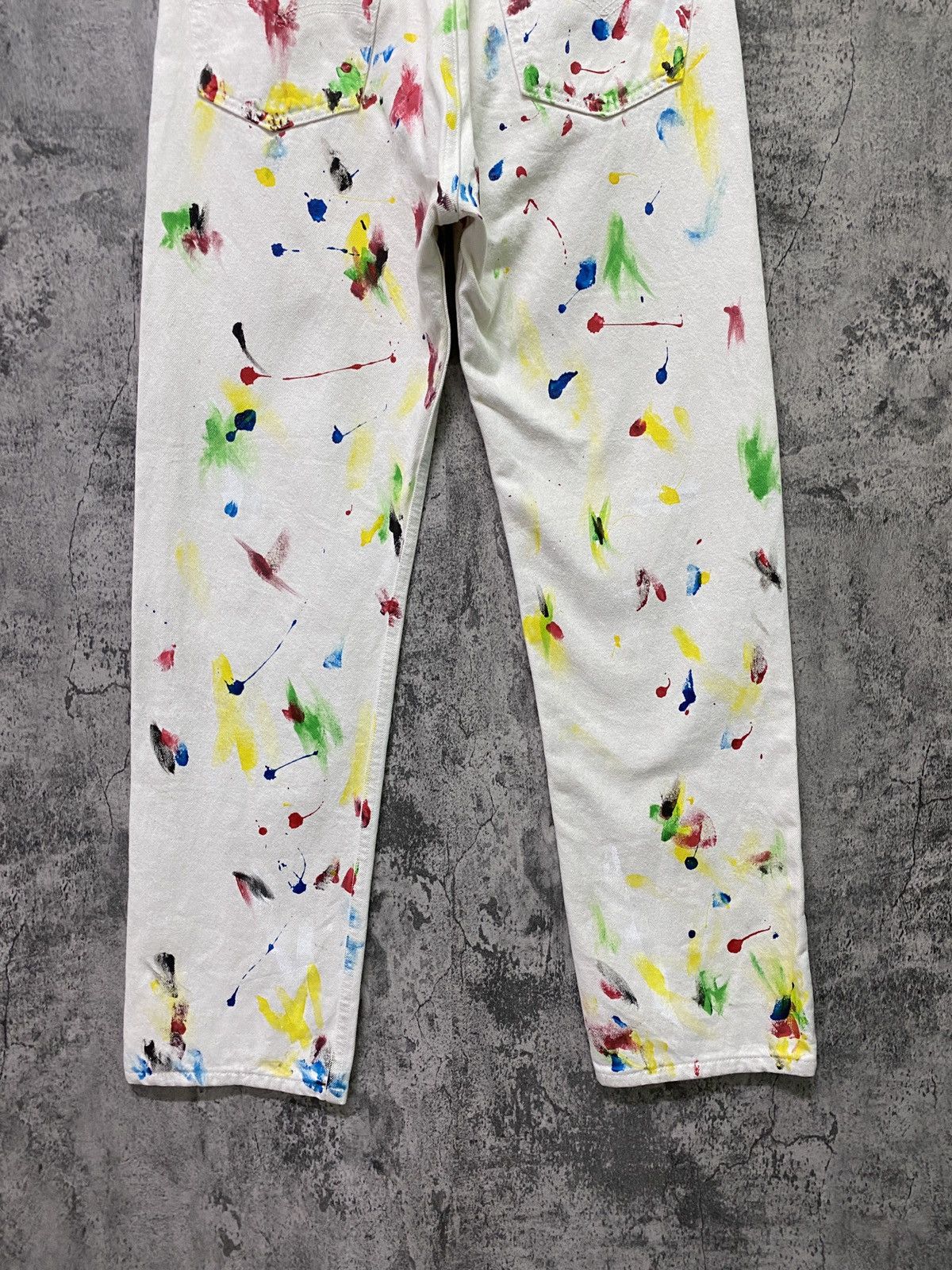 Levi's × Levi's Vintage Clothing × Vintage Vintage 1993 LEVI'S 501 White Custom Paint Splash Denim Size US 30 / EU 46 - 15 Thumbnail