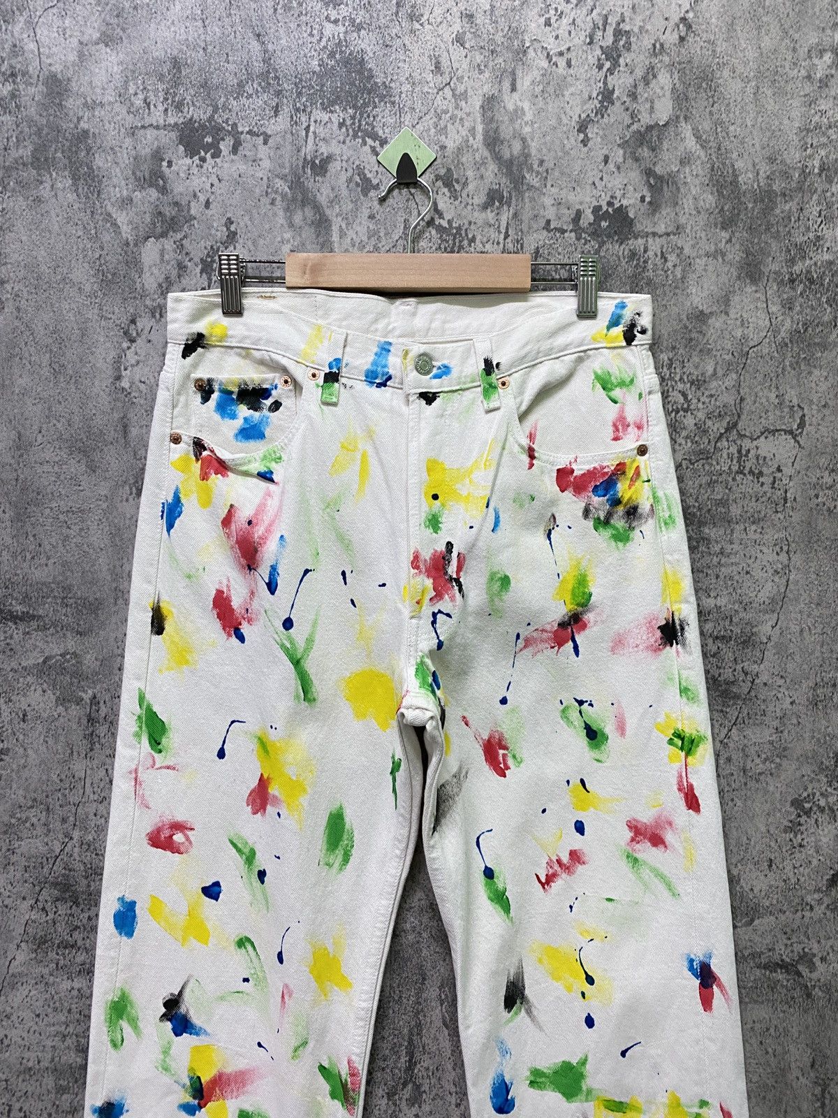 Levi's × Levi's Vintage Clothing × Vintage Vintage 1993 LEVI'S 501 White Custom Paint Splash Denim Size US 30 / EU 46 - 3 Thumbnail