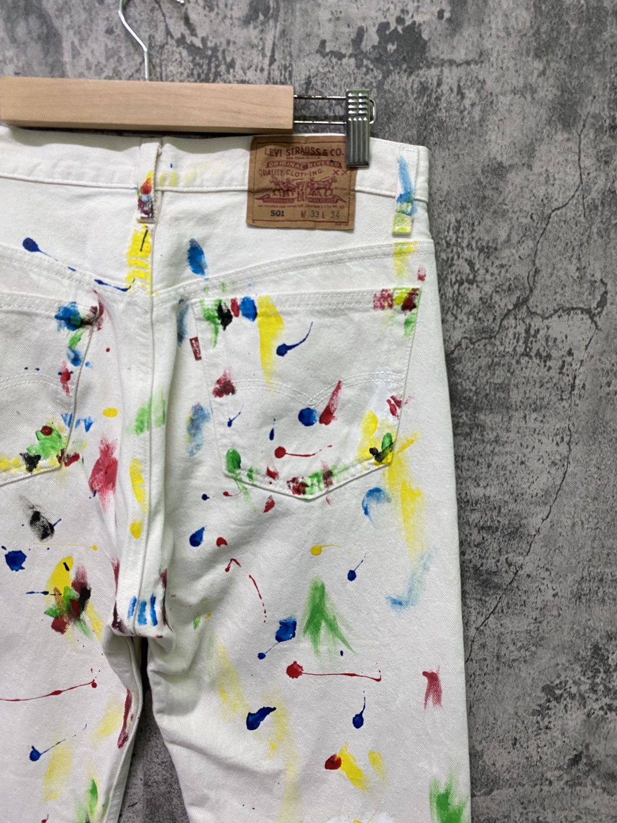 Levi's × Levi's Vintage Clothing × Vintage Vintage 1993 LEVI'S 501 White Custom Paint Splash Denim Size US 30 / EU 46 - 12 Thumbnail