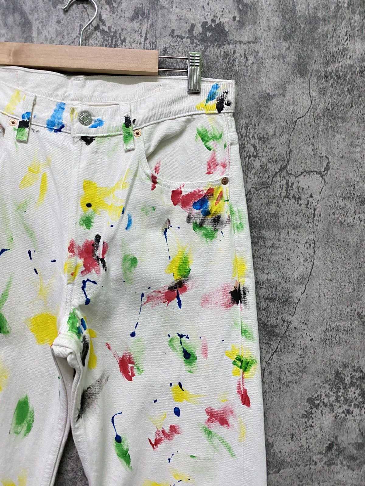 Levi's × Levi's Vintage Clothing × Vintage Vintage 1993 LEVI'S 501 White Custom Paint Splash Denim Size US 30 / EU 46 - 5 Thumbnail