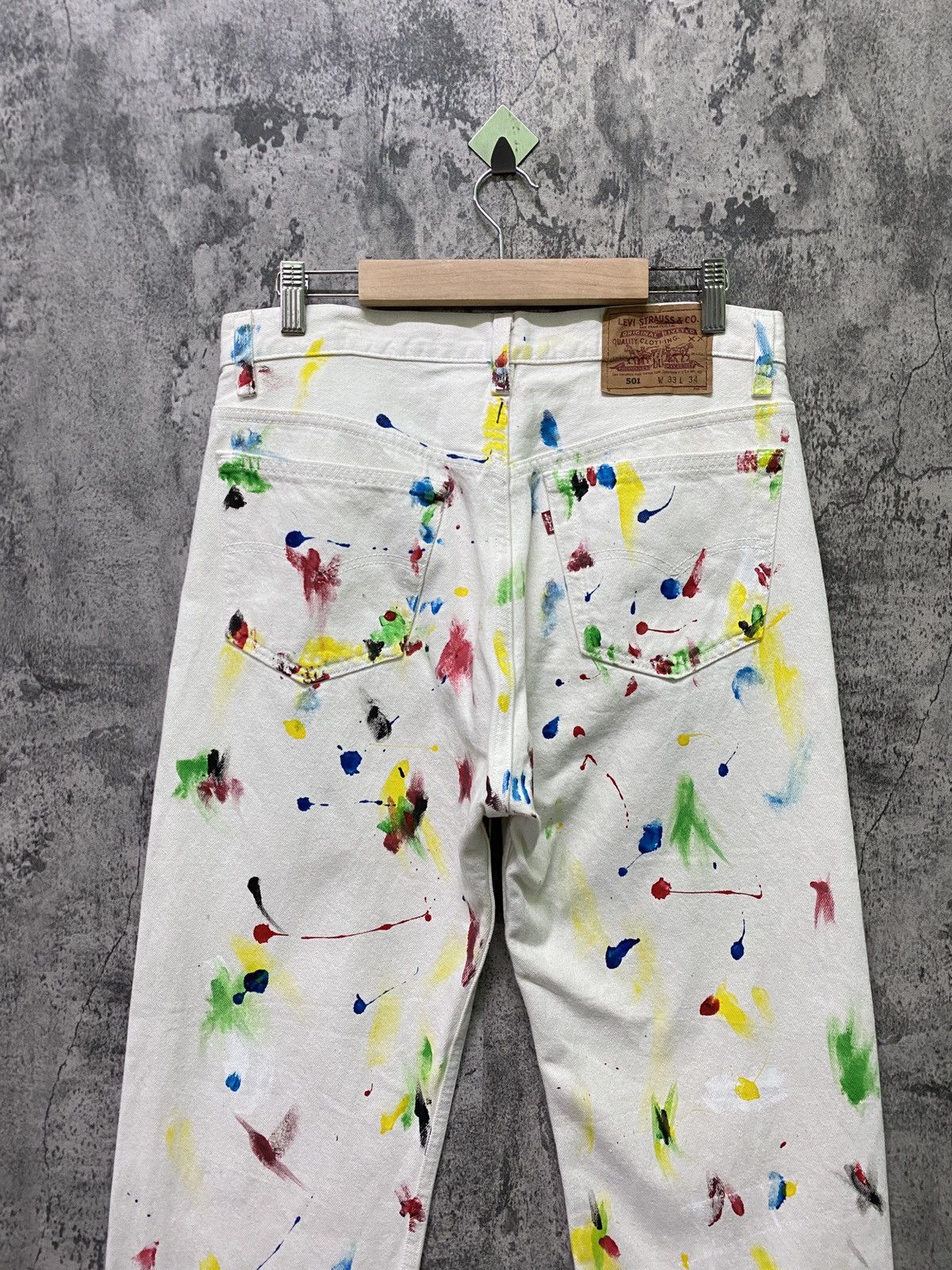 Levi's × Levi's Vintage Clothing × Vintage Vintage 1993 LEVI'S 501 White Custom Paint Splash Denim Size US 30 / EU 46 - 10 Thumbnail