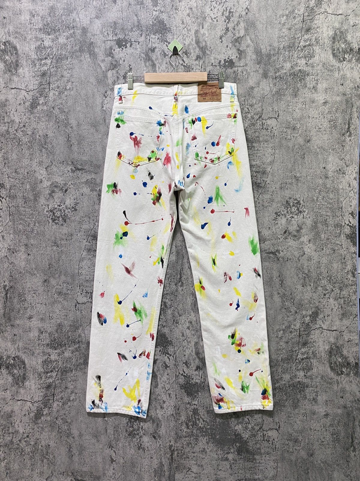 Levi's × Levi's Vintage Clothing × Vintage Vintage 1993 LEVI'S 501 White Custom Paint Splash Denim Size US 30 / EU 46 - 2 Thumbnail