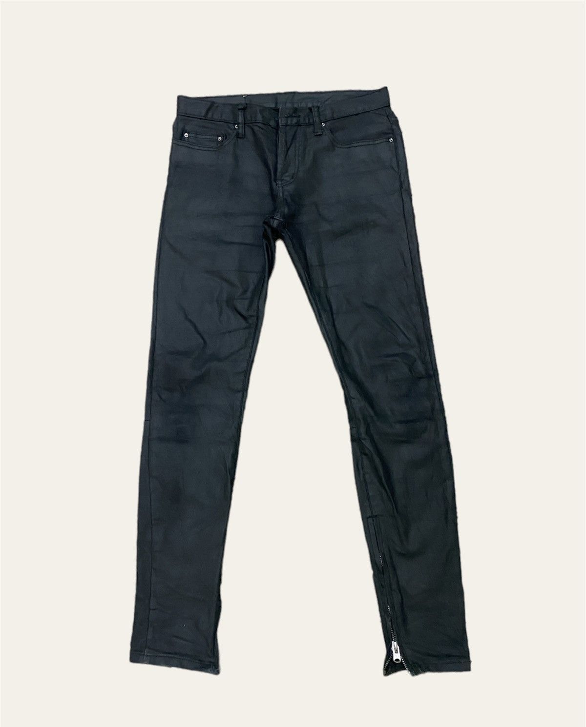 image of Mnmlcoated Waxed Denim Zipper Skinny S37 in Black, Men's (Size 29)
