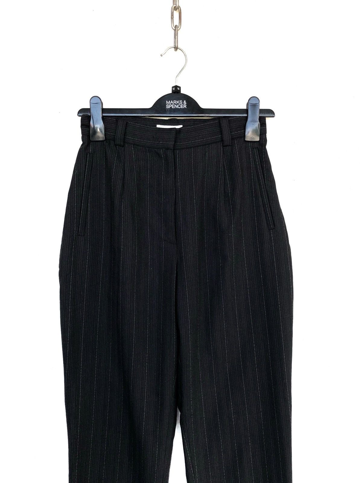 Costume National Classic Striped Wool High Waist 🎈Gabardine Pants Size US 26 / EU 42 - 2 Thumbnail