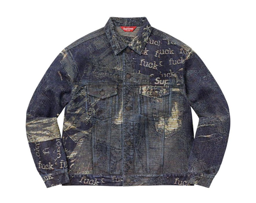 Supreme Supreme Archive Denim Jacquard Trucker Jacket Blue XL