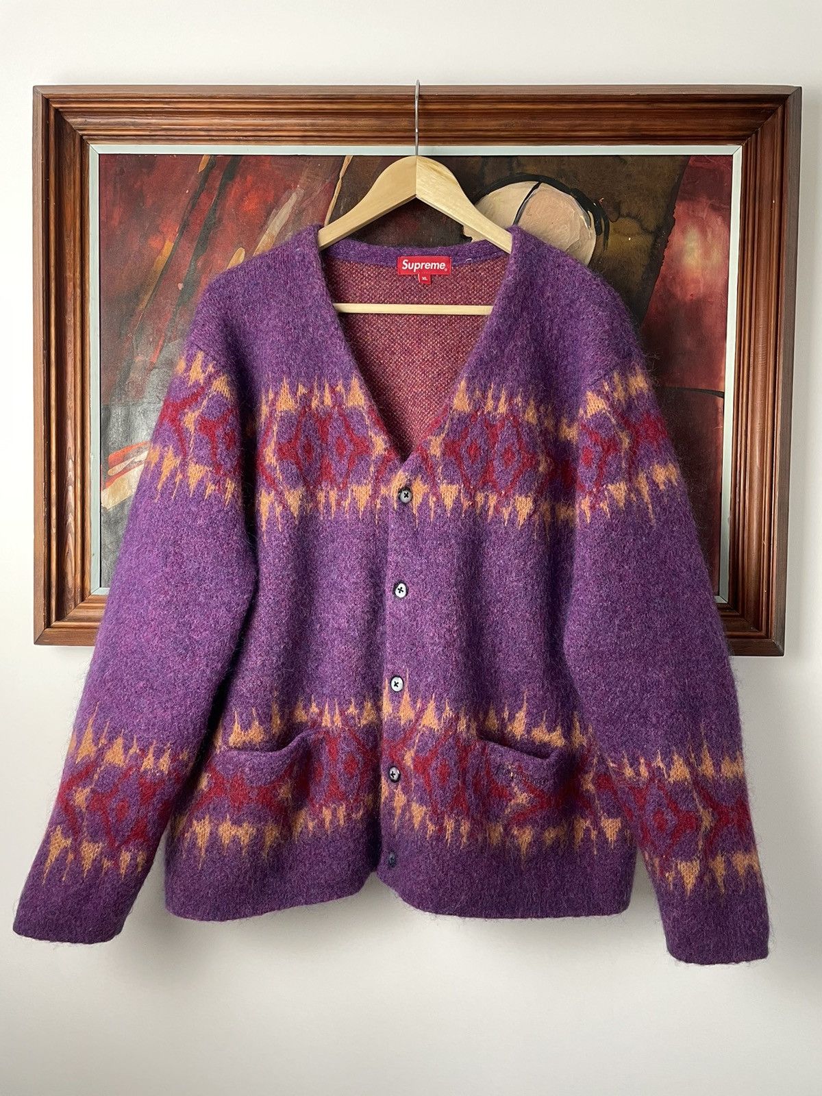 流行に Supreme Mohair Sweater Purple Mélange XL - トップス