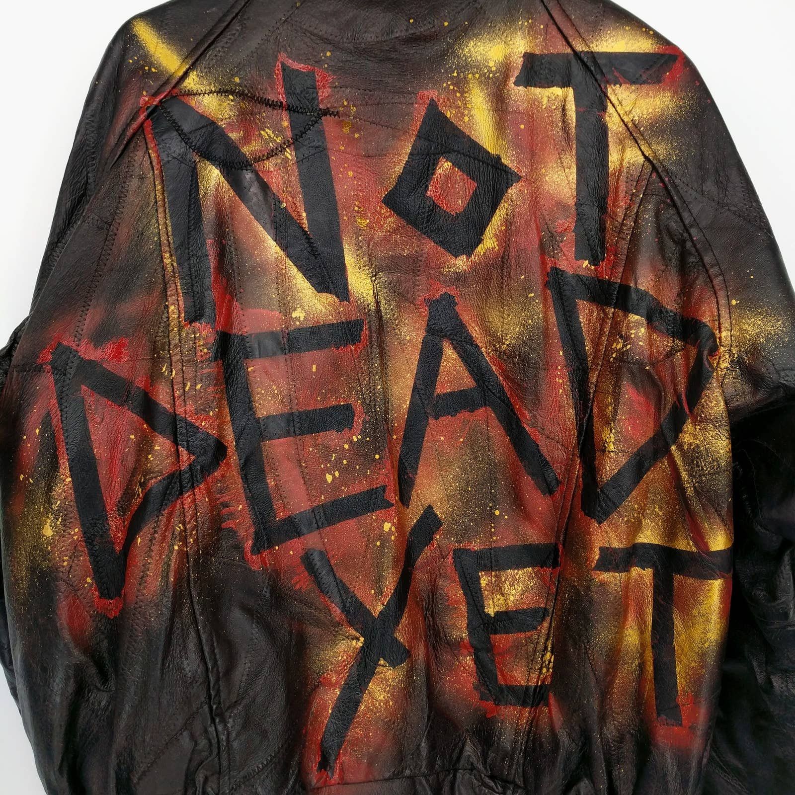 Vintage Vintage Custom Painted Not Dead Yet Patchwork Leather Jacket Size US L / EU 52-54 / 3 - 2 Thumbnail