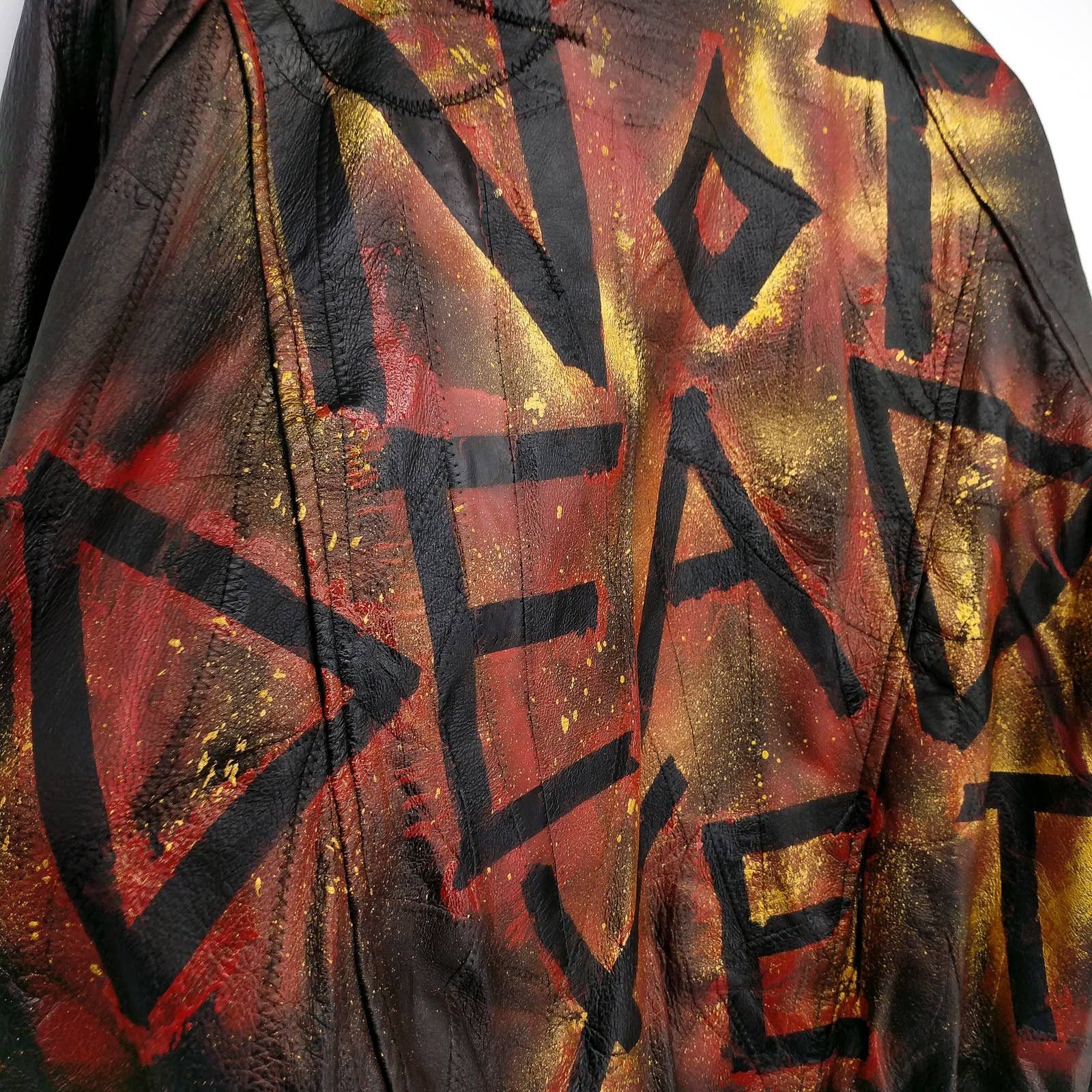 Vintage Vintage Custom Painted Not Dead Yet Patchwork Leather Jacket Size US L / EU 52-54 / 3 - 7 Thumbnail