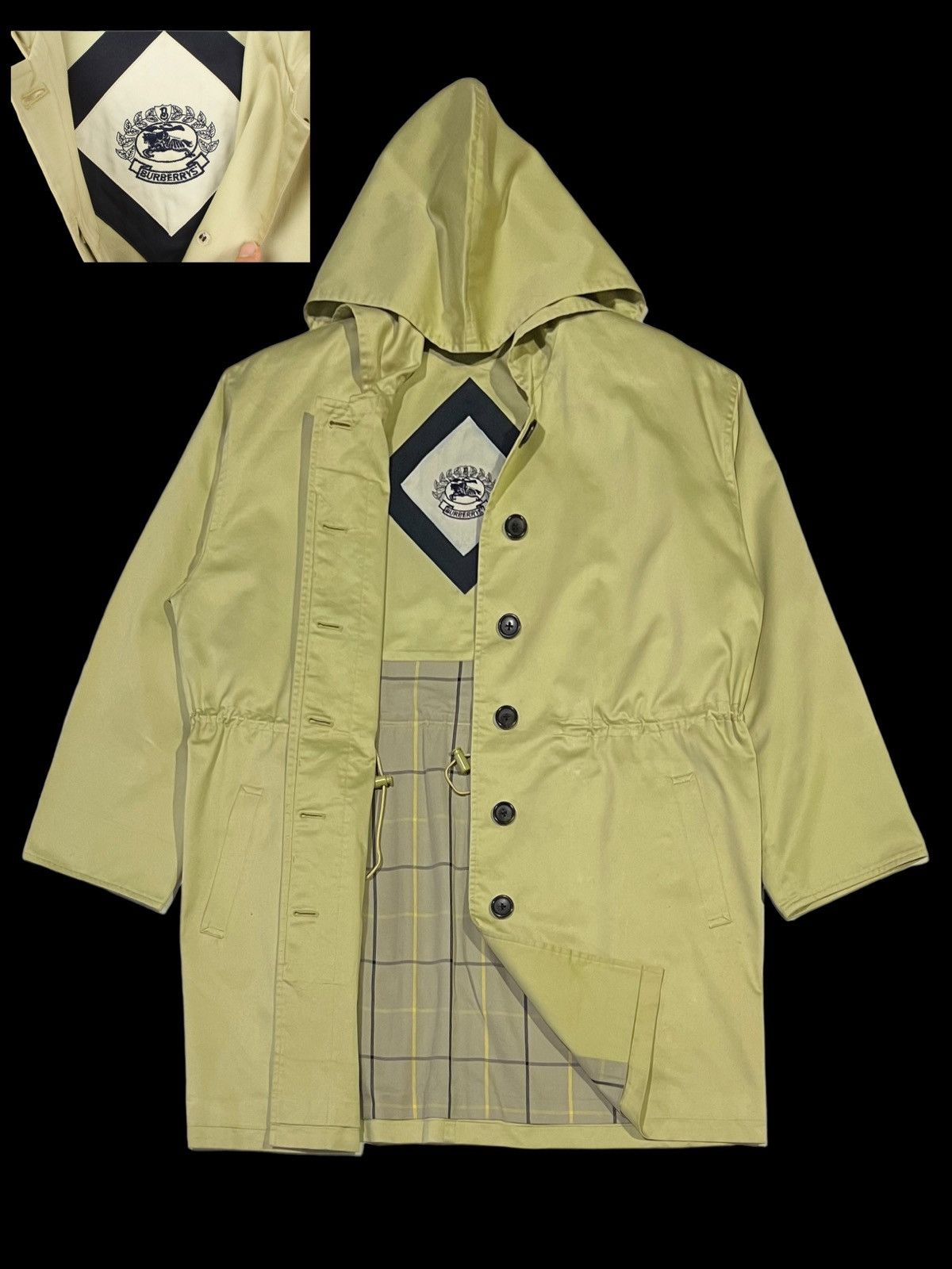 Burberry × Burberry Prorsum VTG BURBERRY’S TRENCH OVERCOATS HOODIE EMBROIDERY BIG LOGO Size L / US 10 / IT 46 - 1 Thumbnail