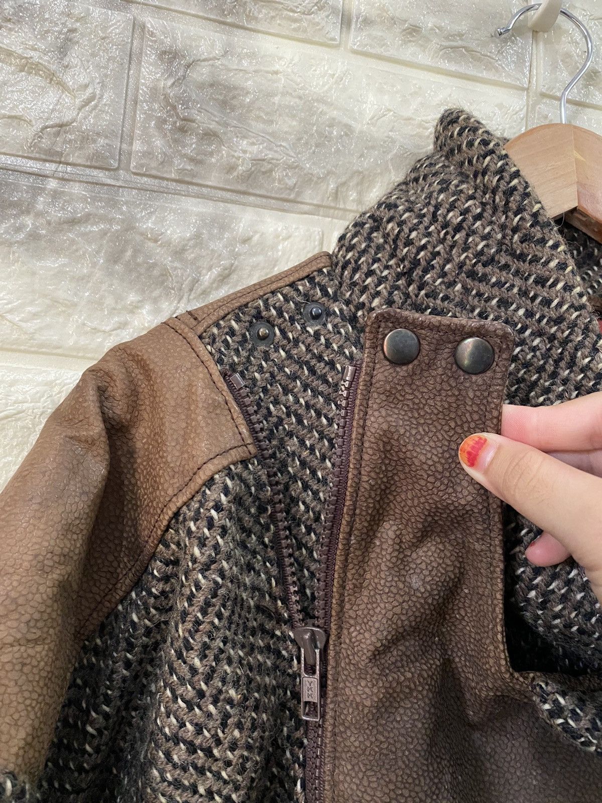 Mirage × Vintage 🔥Vintage Mirage Leather Wool Jacket nice design Size US XL / EU 56 / 4 - 14 Thumbnail