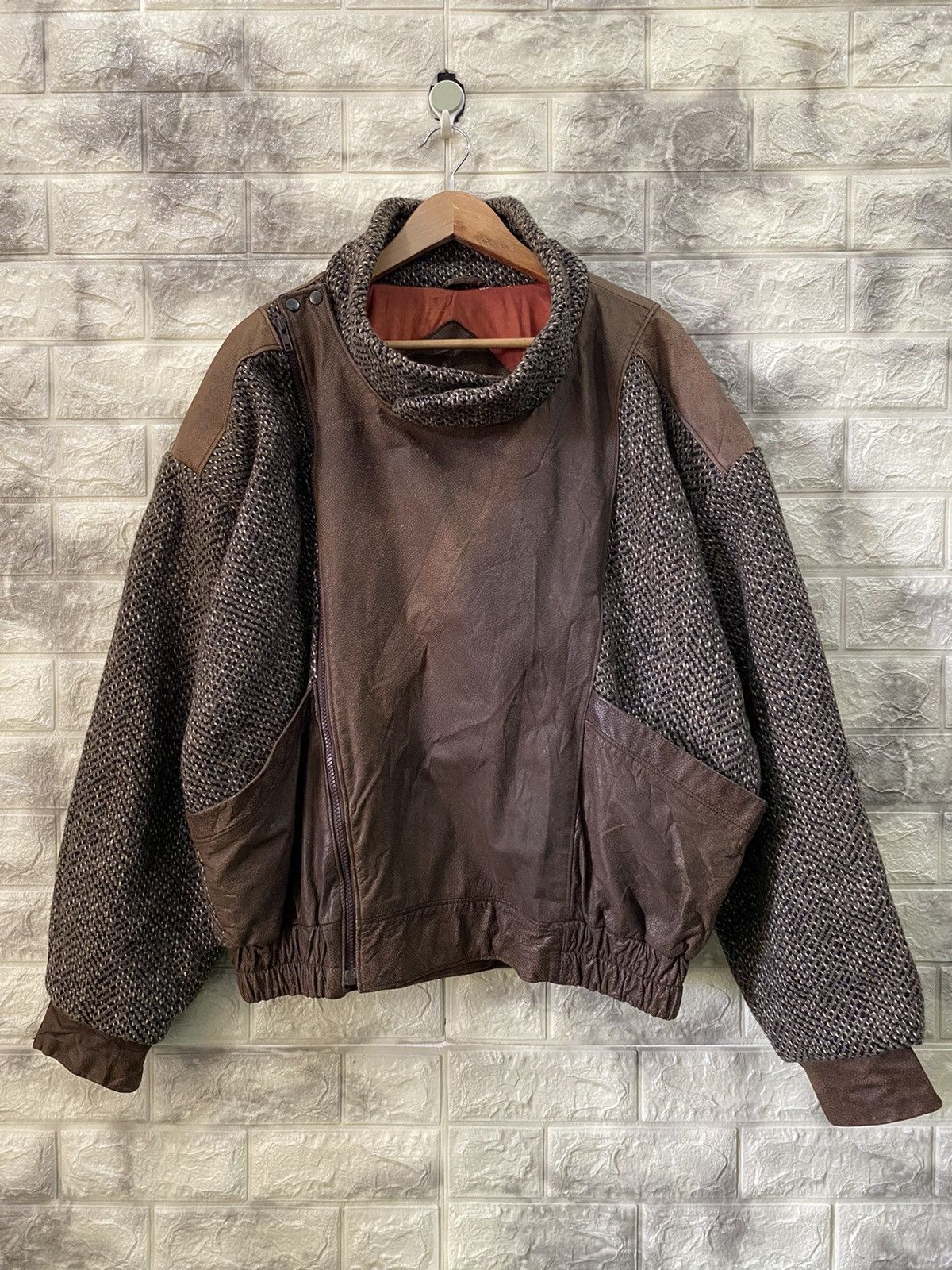 Mirage × Vintage 🔥Vintage Mirage Leather Wool Jacket nice design Size US XL / EU 56 / 4 - 1 Thumbnail