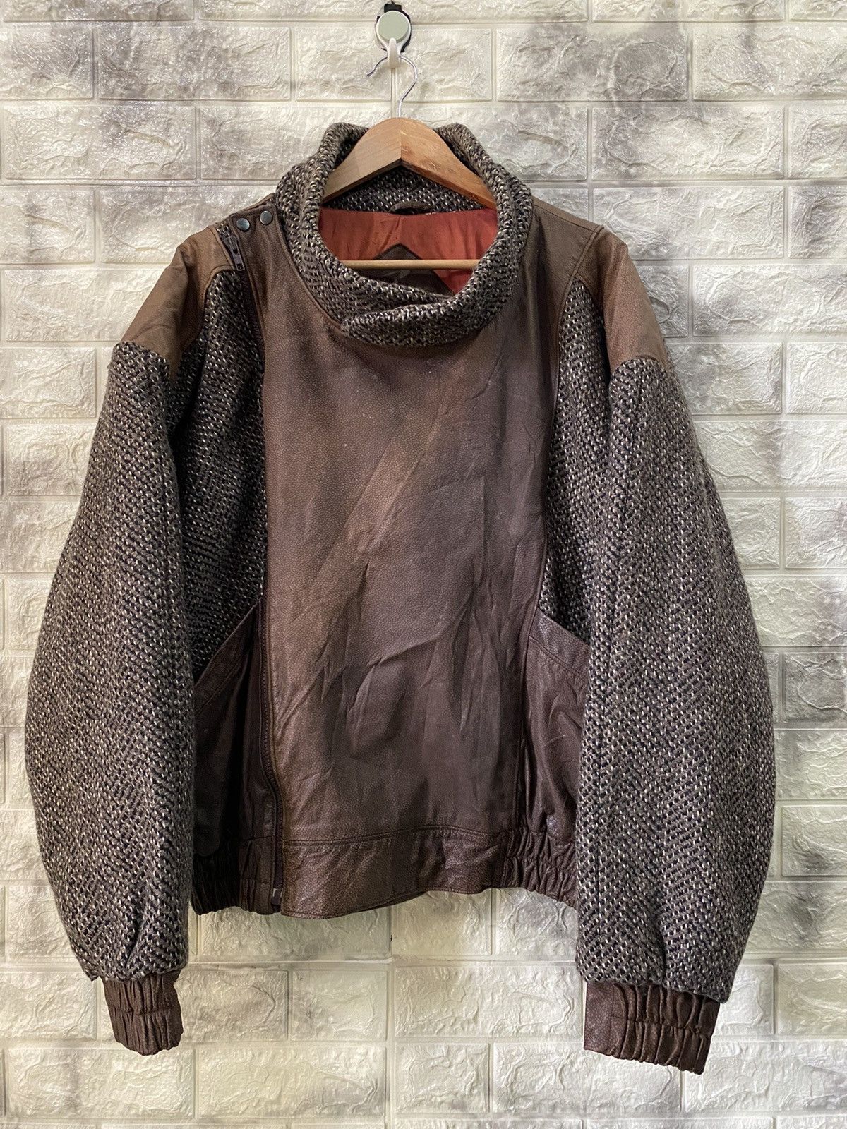 Mirage × Vintage 🔥Vintage Mirage Leather Wool Jacket nice design Size US XL / EU 56 / 4 - 3 Thumbnail